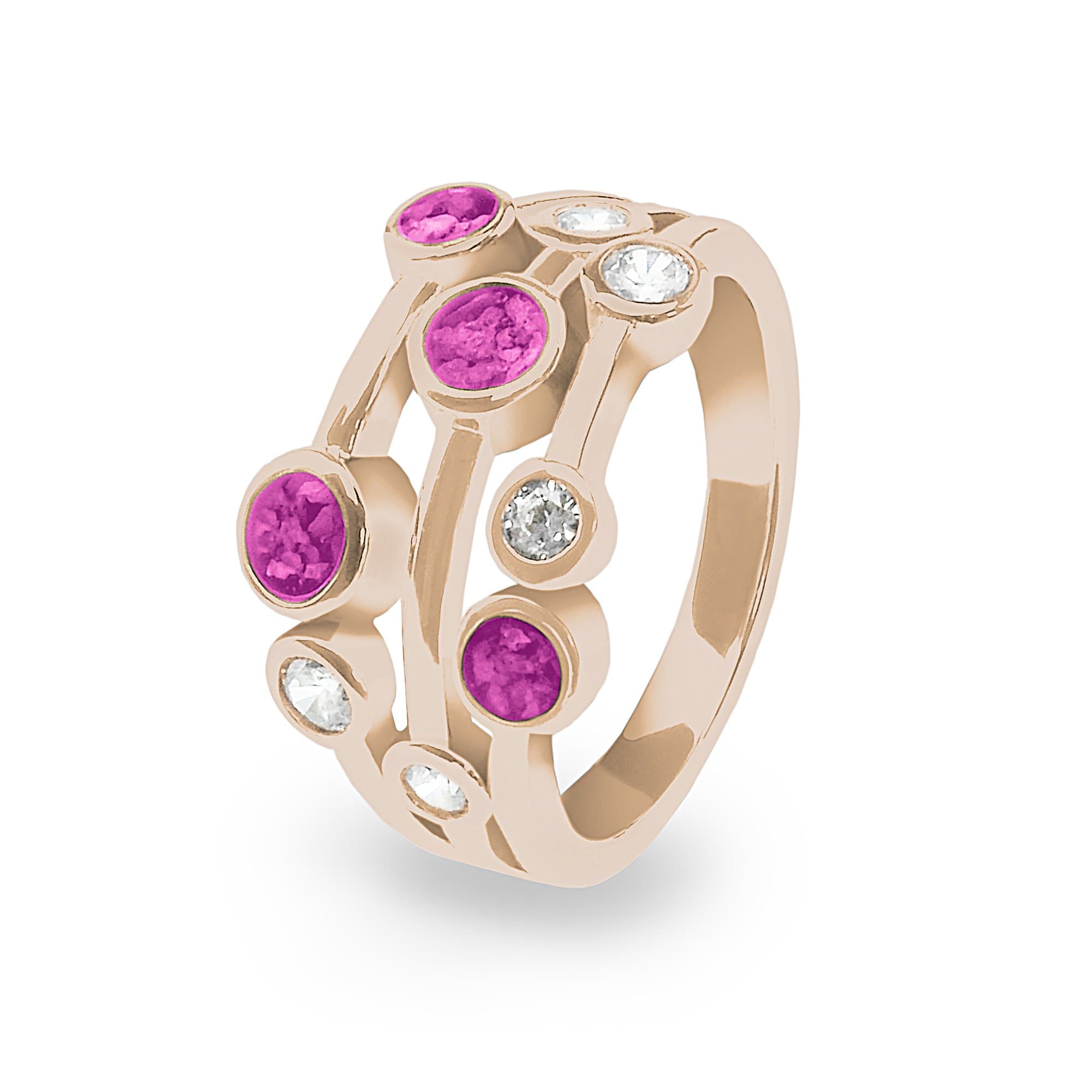 EverWith Ladies Droplets Memorial Ashes Ring with Fine Crystals 9k Rose Gold Pink