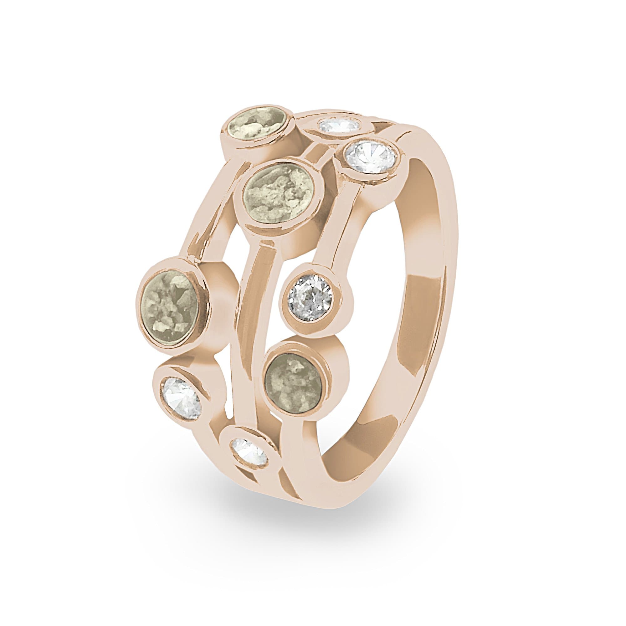 EverWith Ladies Droplets Memorial Ashes Ring with Fine Crystals 9k Rose Gold Transparent