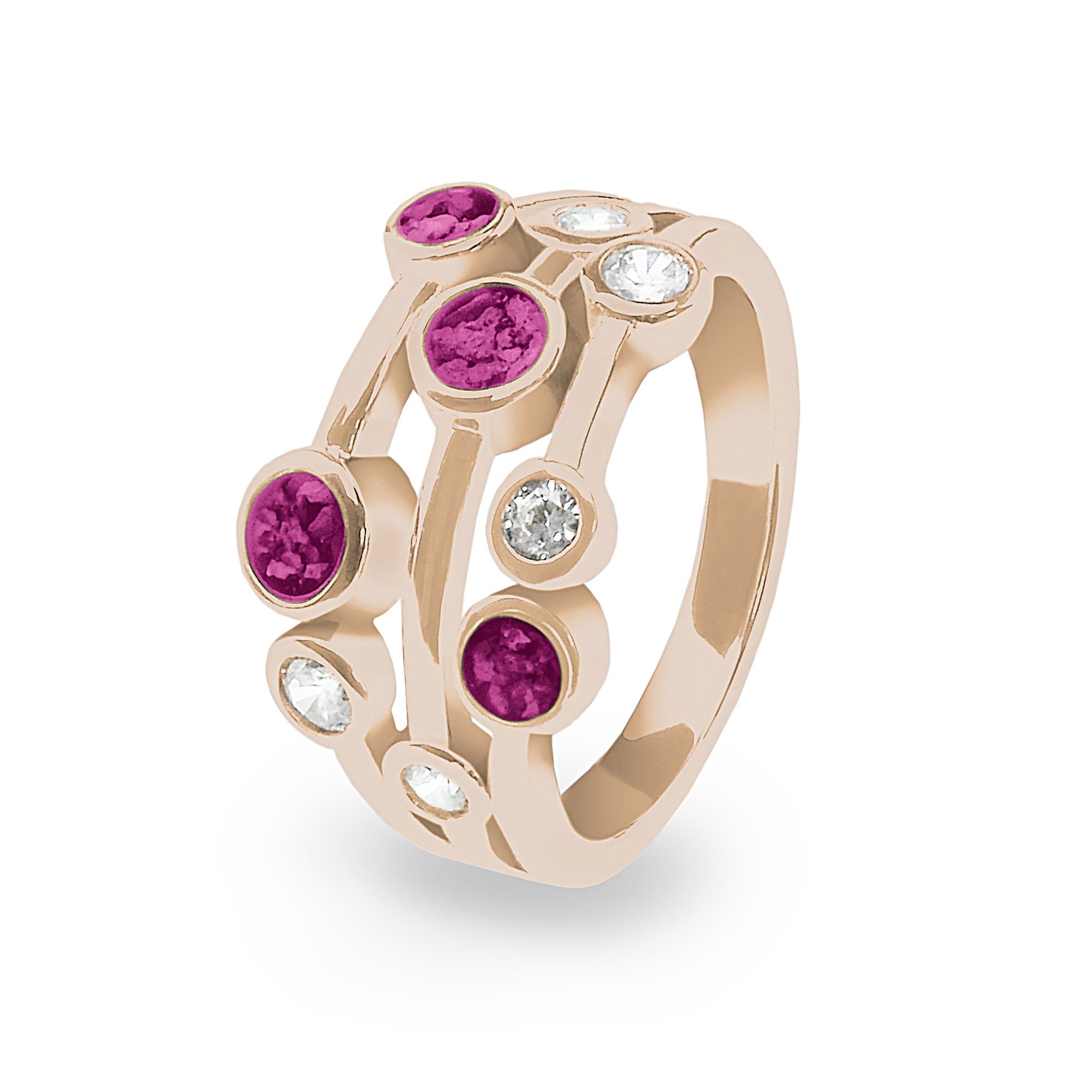 EverWith Ladies Droplets Memorial Ashes Ring with Fine Crystals 9k Rose Gold Violet