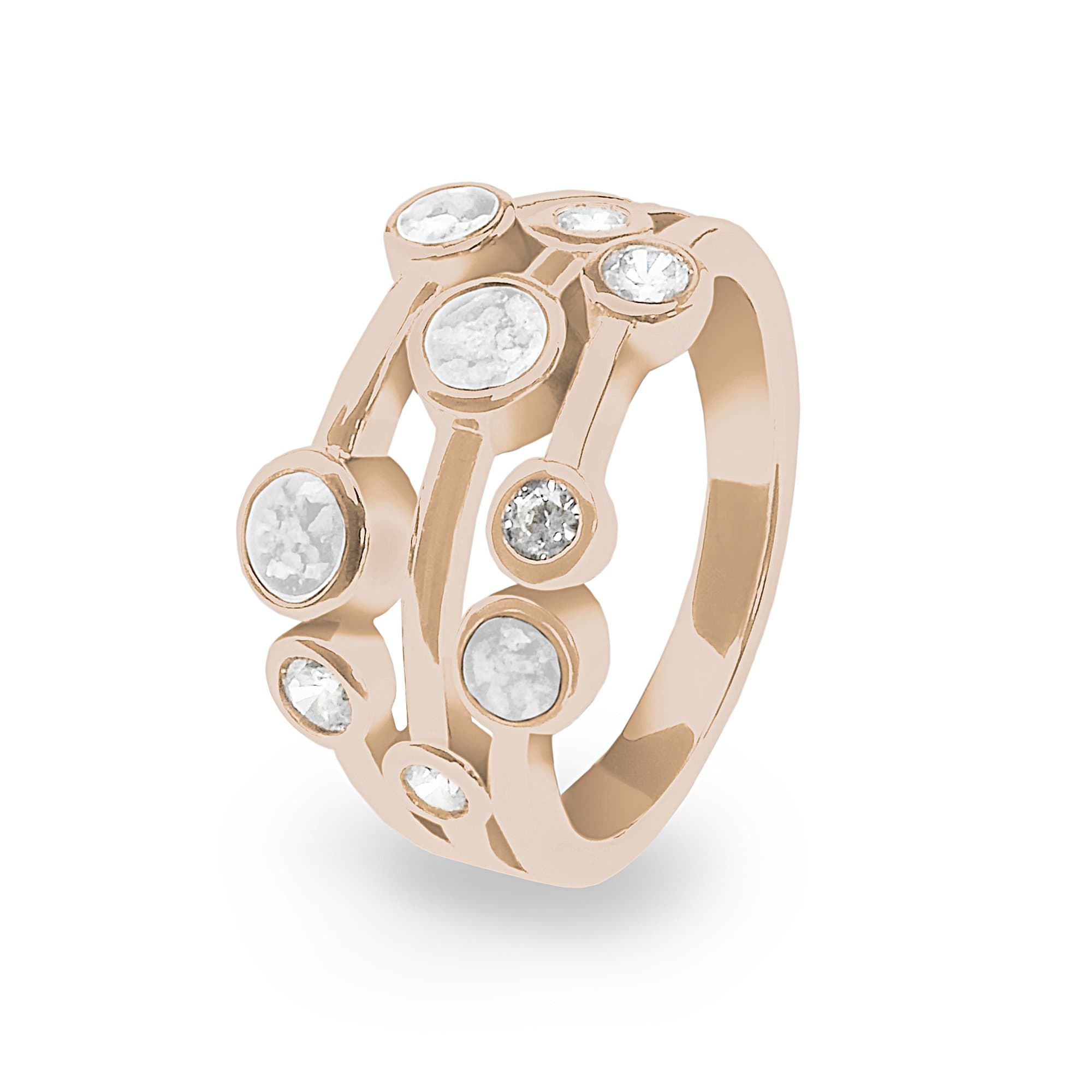 EverWith Ladies Droplets Memorial Ashes Ring with Fine Crystals 9k Rose Gold White