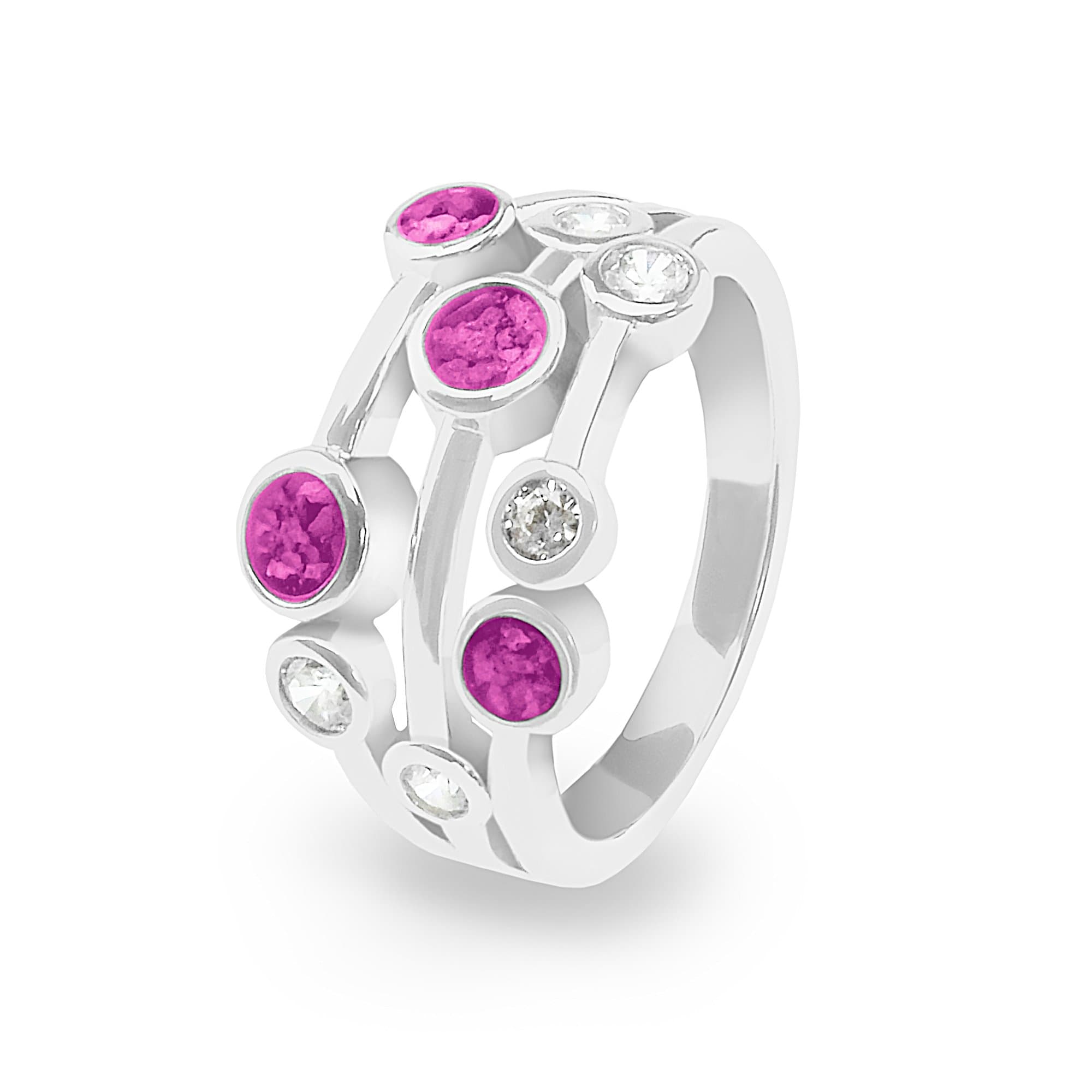 EverWith Ladies Droplets Memorial Ashes Ring with Fine Crystals Pink