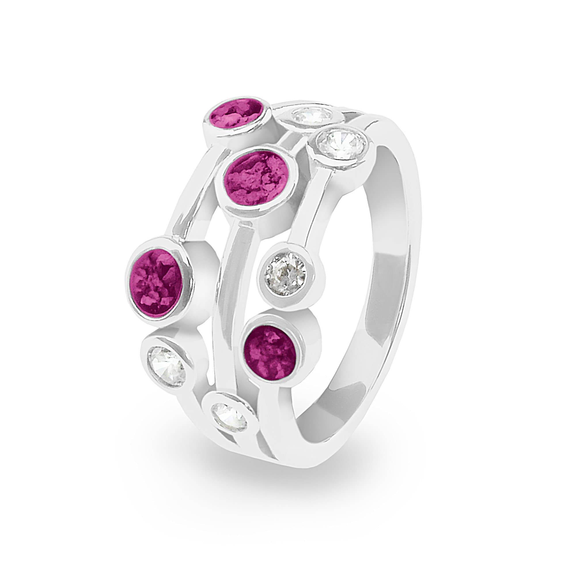 EverWith Ladies Droplets Memorial Ashes Ring with Fine Crystals Violet