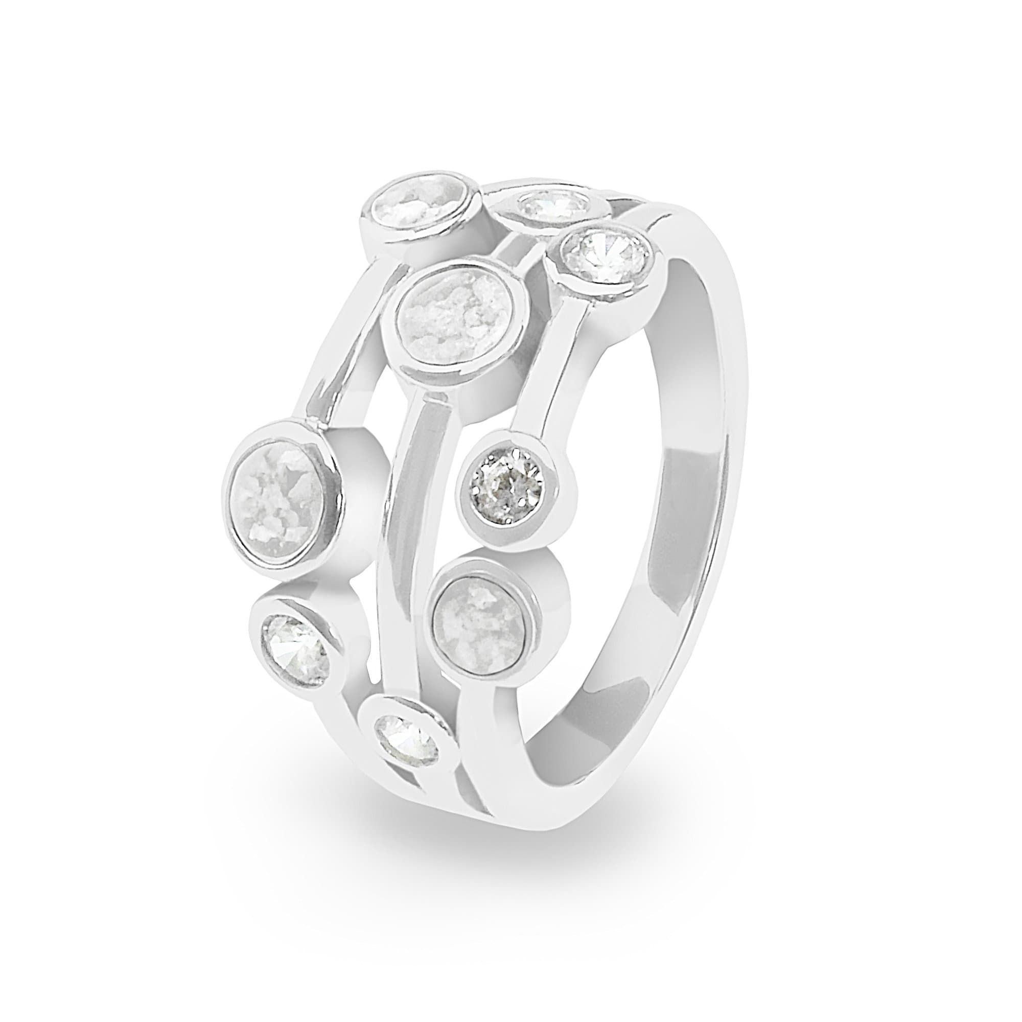 EverWith Ladies Droplets Memorial Ashes Ring with Fine Crystals White