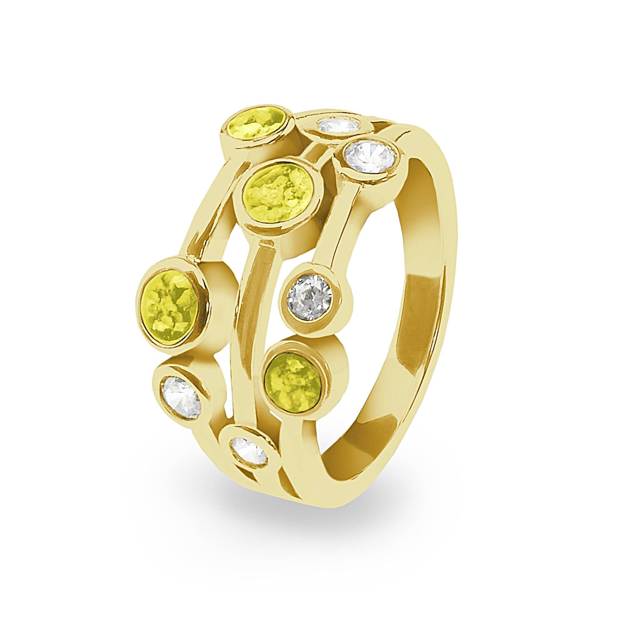 EverWith Ladies Droplets Memorial Ashes Ring with Fine Crystals 9k Yellow Gold Yellow