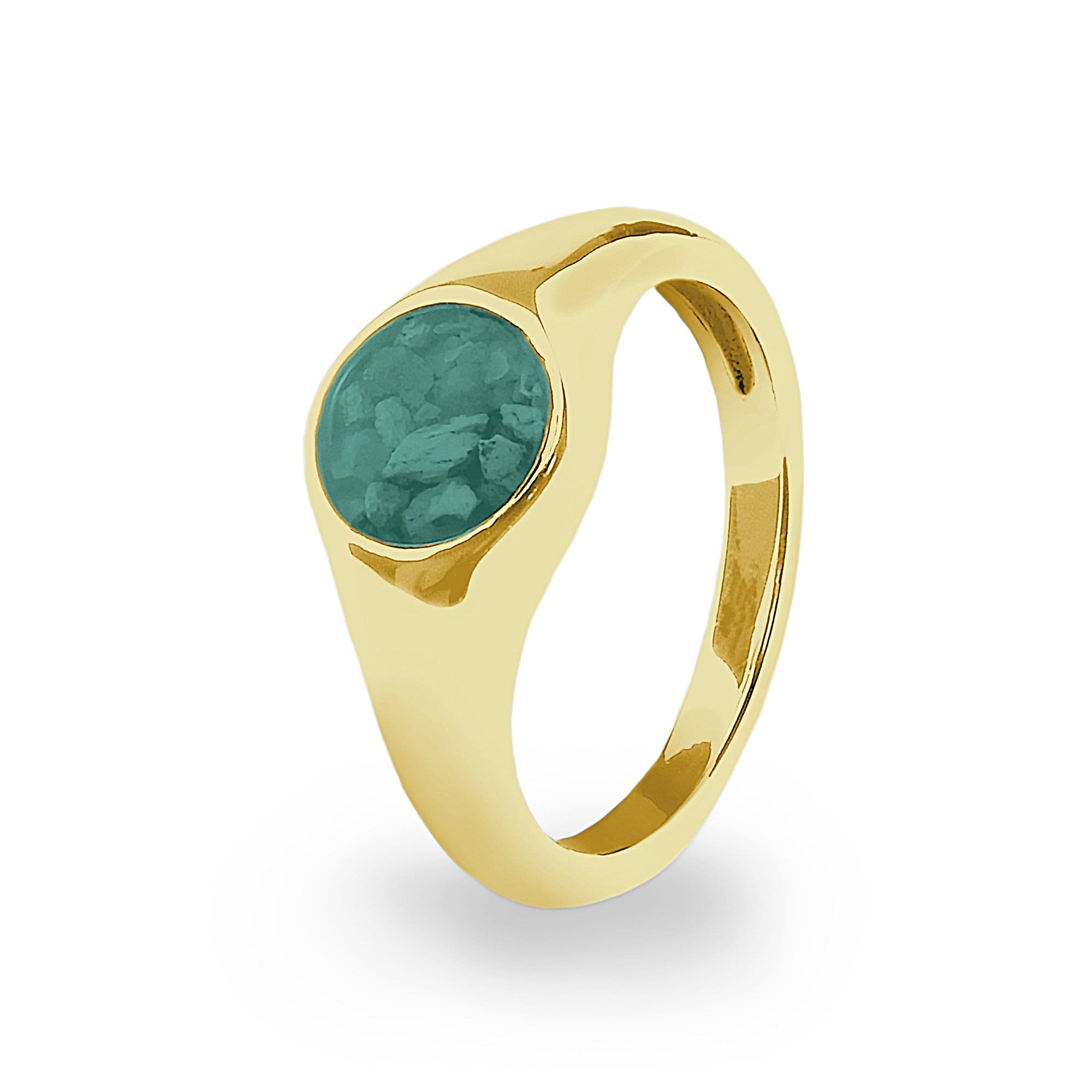 EverWith Unisex Pride Memorial Ashes Ring 9k Yellow Gold Aqua