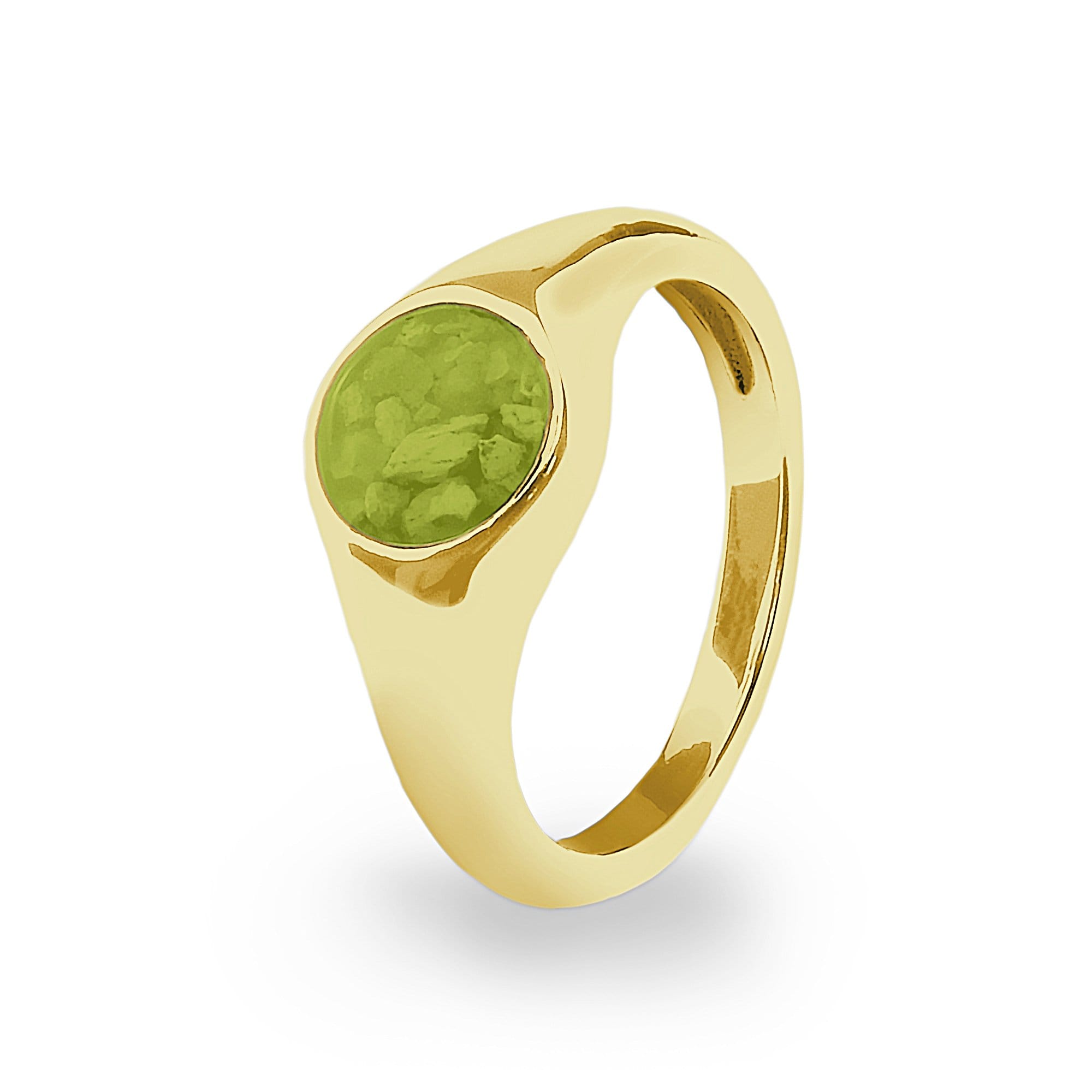 EverWith Unisex Pride Memorial Ashes Ring 9k Yellow Gold Green