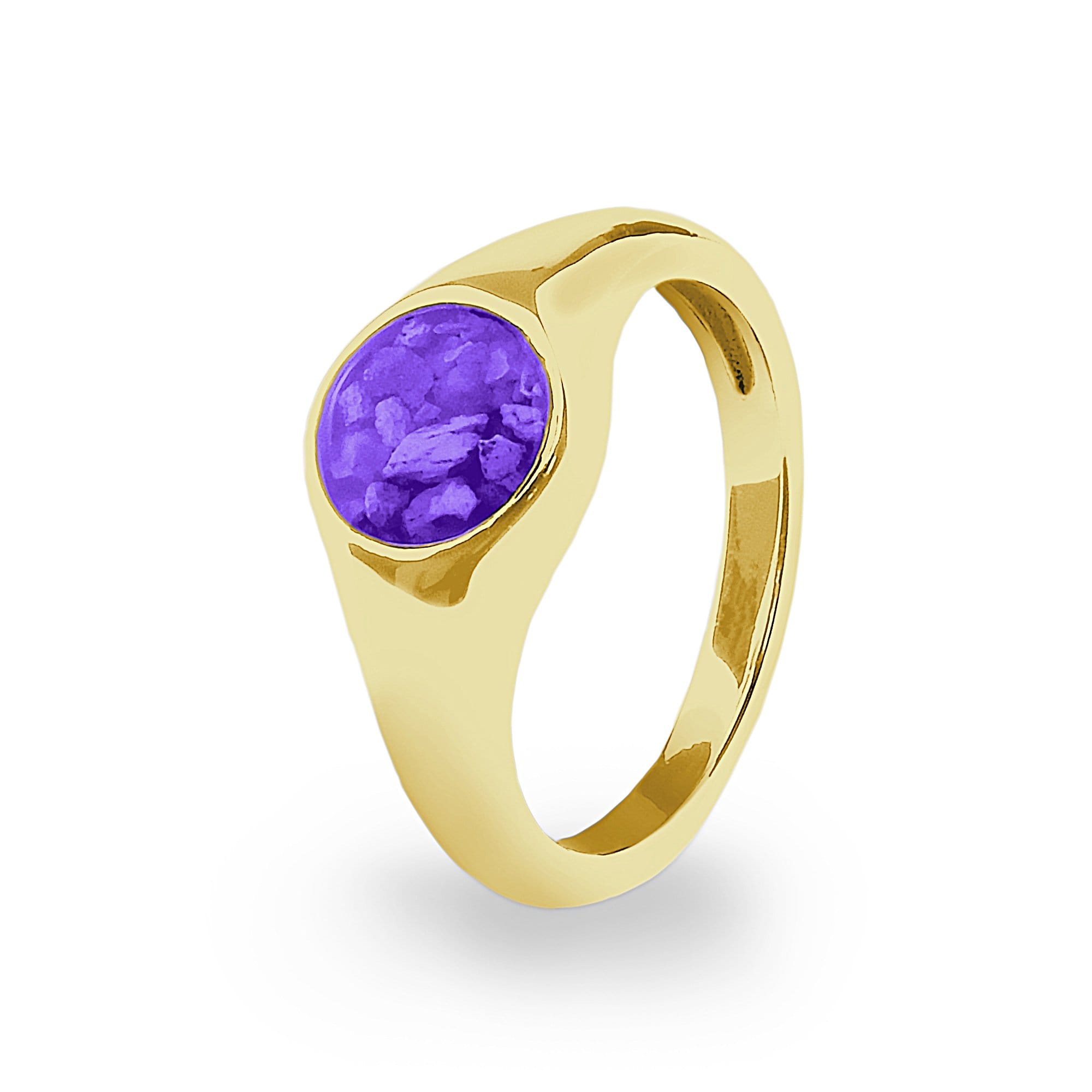 EverWith Unisex Pride Memorial Ashes Ring 9k Yellow Gold Purple