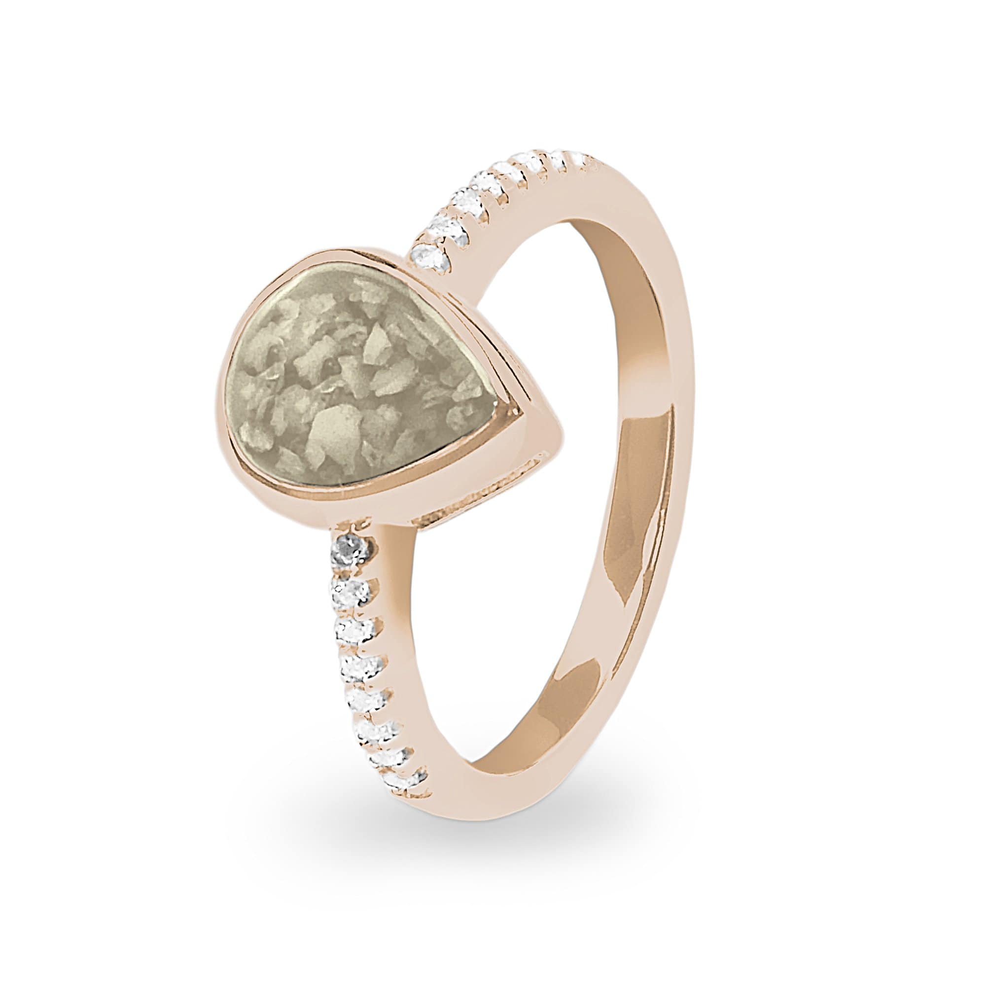 EverWith Ladies Teardrop Memorial Ashes Ring 9k Rose Gold Transparent