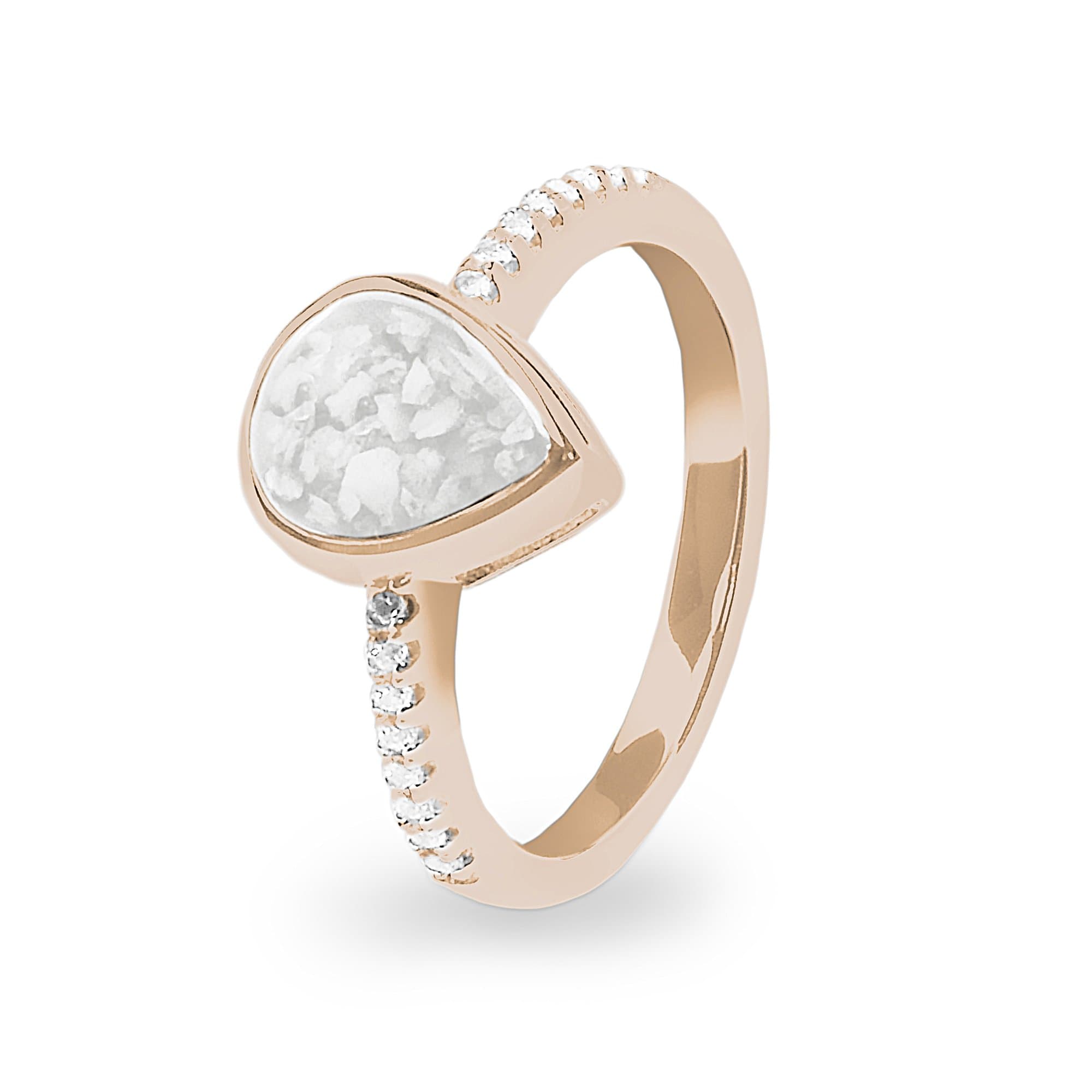 EverWith Ladies Teardrop Memorial Ashes Ring 9k Rose Gold White