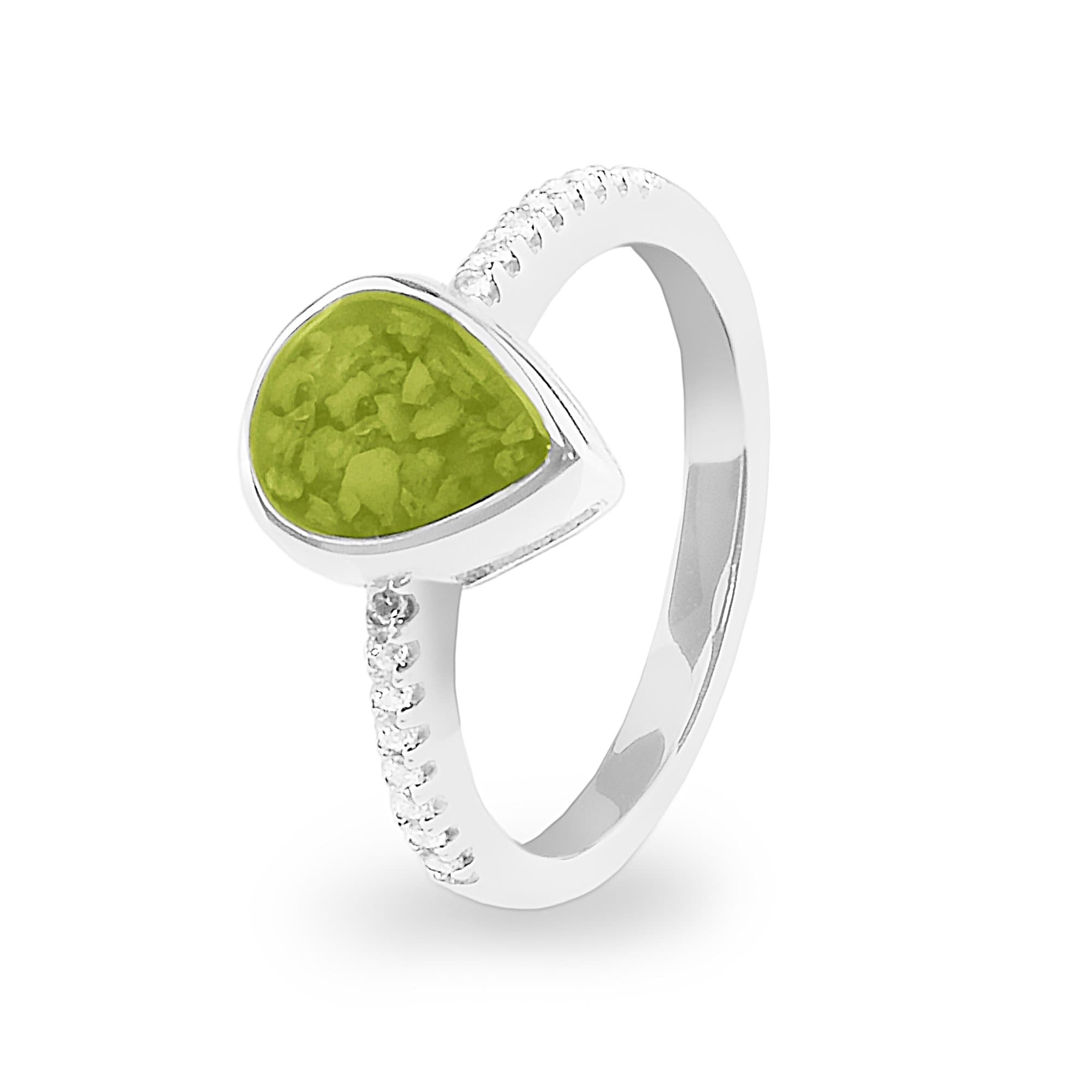 EverWith Ladies Teardrop Memorial Ashes Ring Green