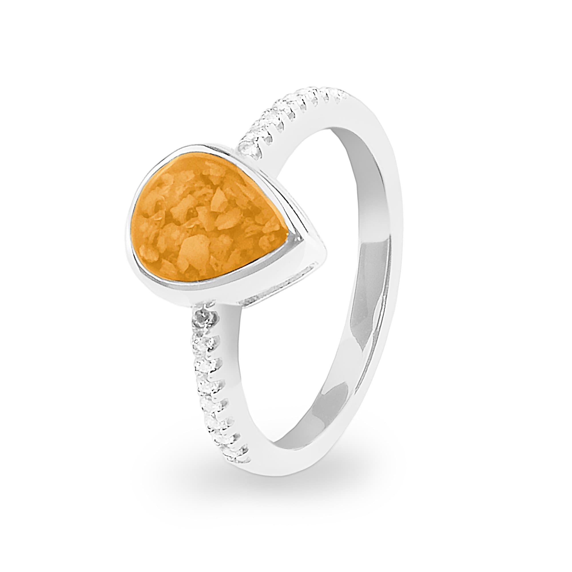 EverWith Ladies Teardrop Memorial Ashes Ring Orange