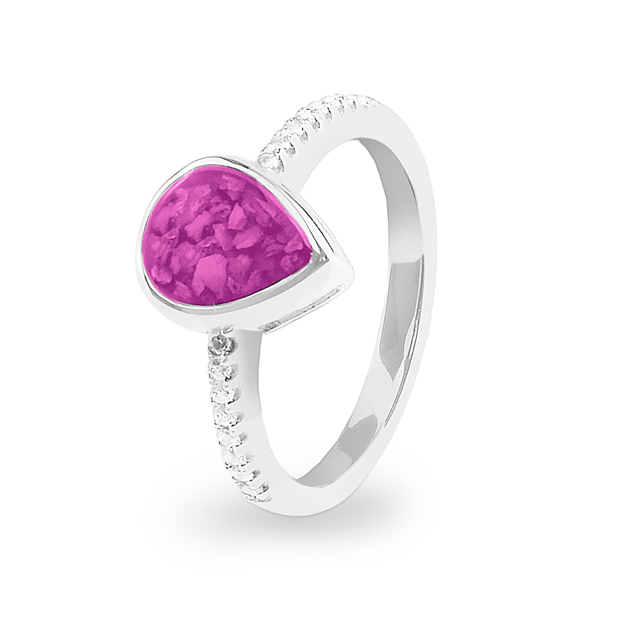 EverWith Ladies Teardrop Memorial Ashes Ring Pink