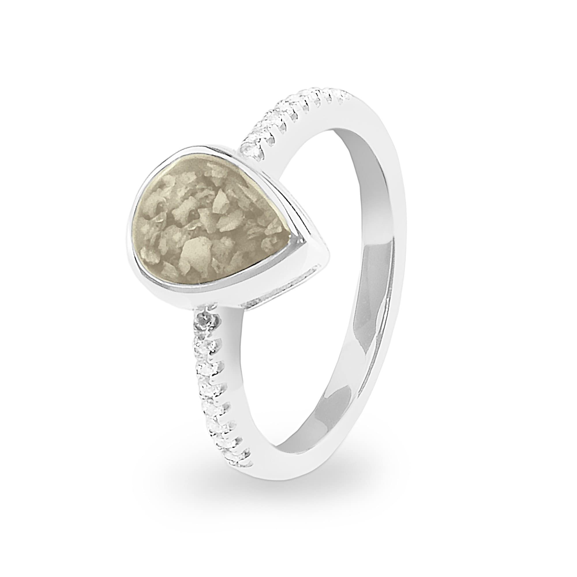 EverWith Ladies Teardrop Memorial Ashes Ring Transparent