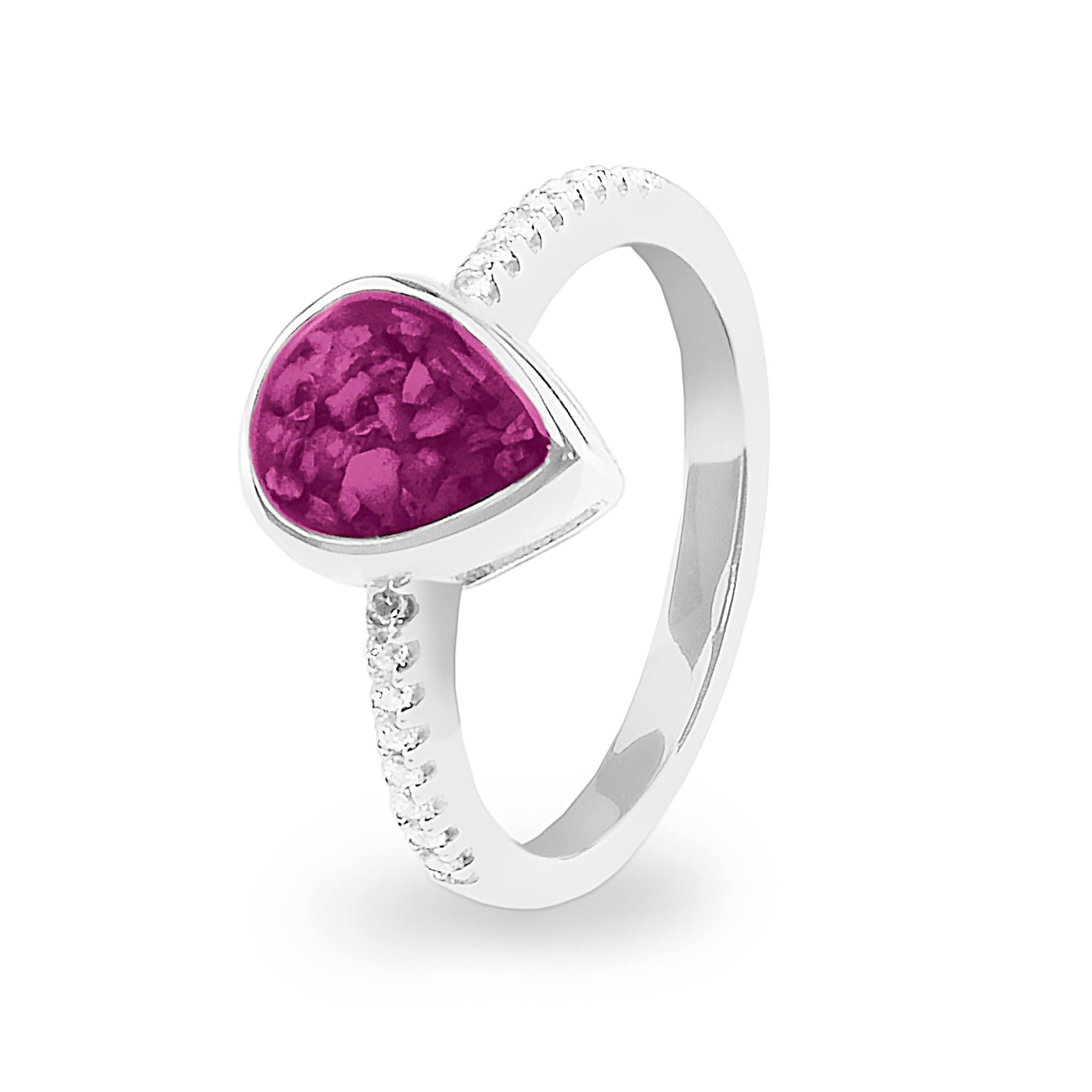 EverWith Ladies Teardrop Memorial Ashes Ring Violet