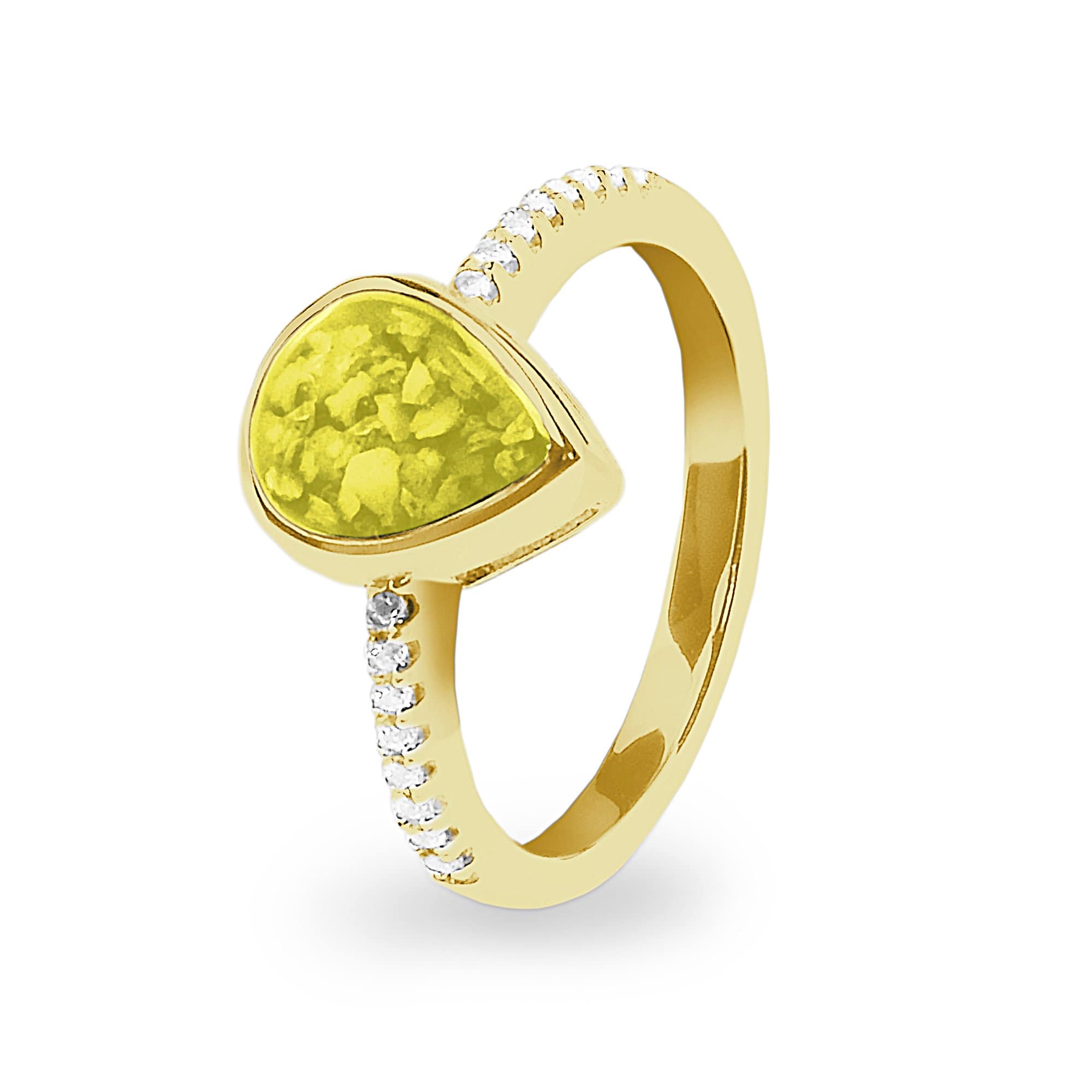 EverWith Ladies Teardrop Memorial Ashes Ring 9k Yellow Gold Yellow