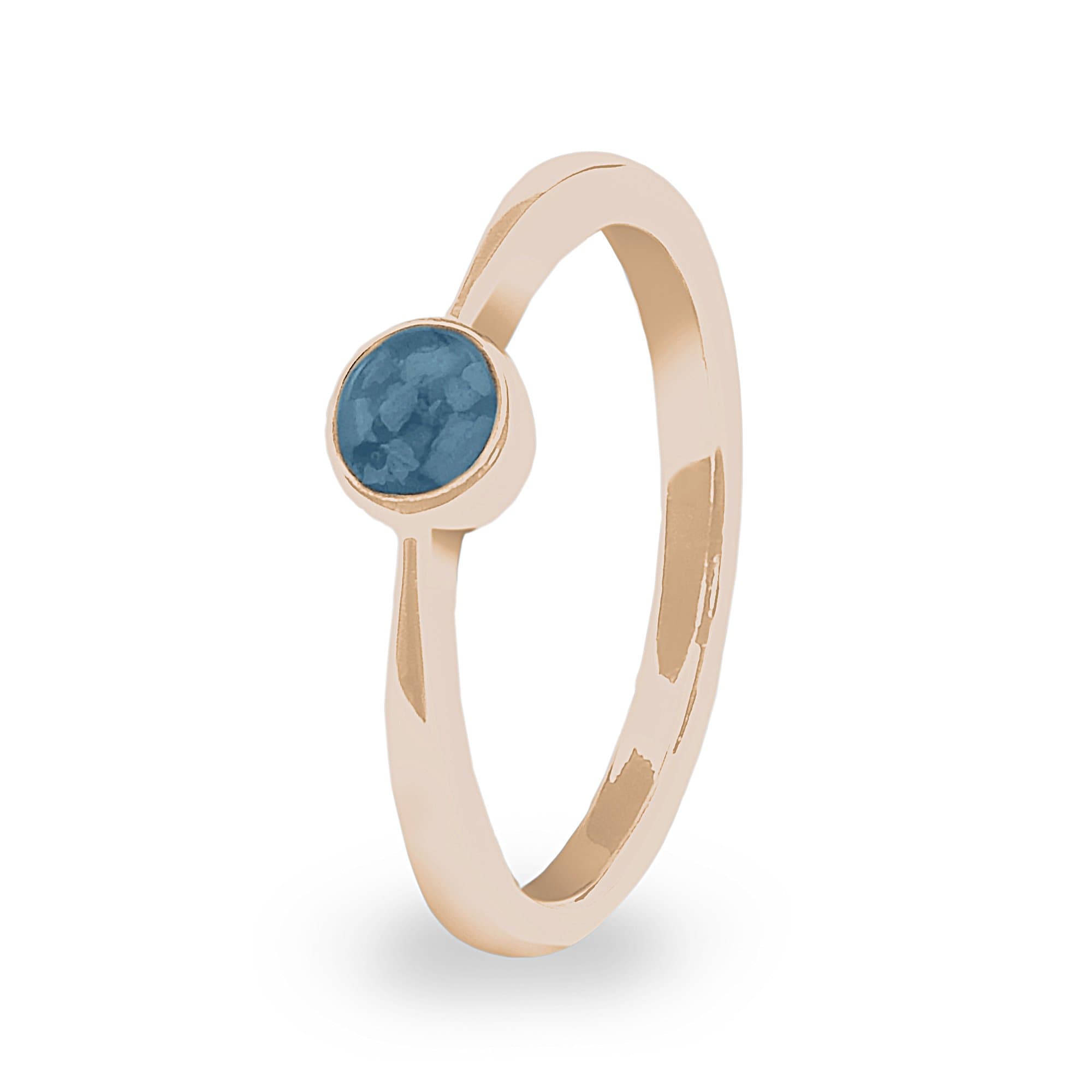 EverWith Ladies Bijou Memorial Ashes Ring 9k Rose Gold Blue