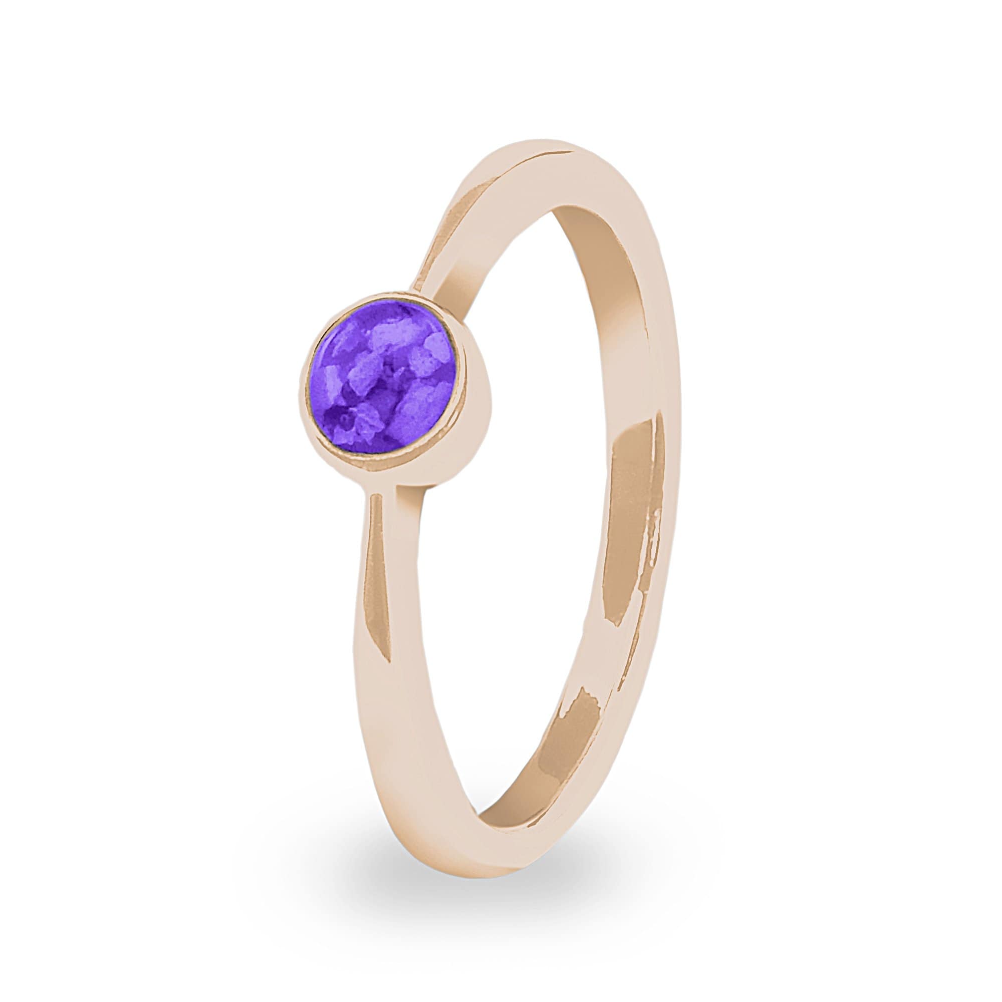 EverWith Ladies Bijou Memorial Ashes Ring 9k Rose Gold Purple