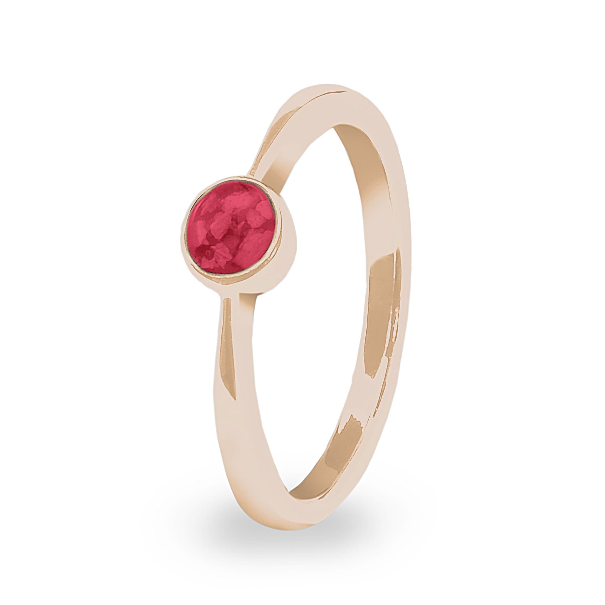 EverWith Ladies Bijou Memorial Ashes Ring 9k Rose Gold Red