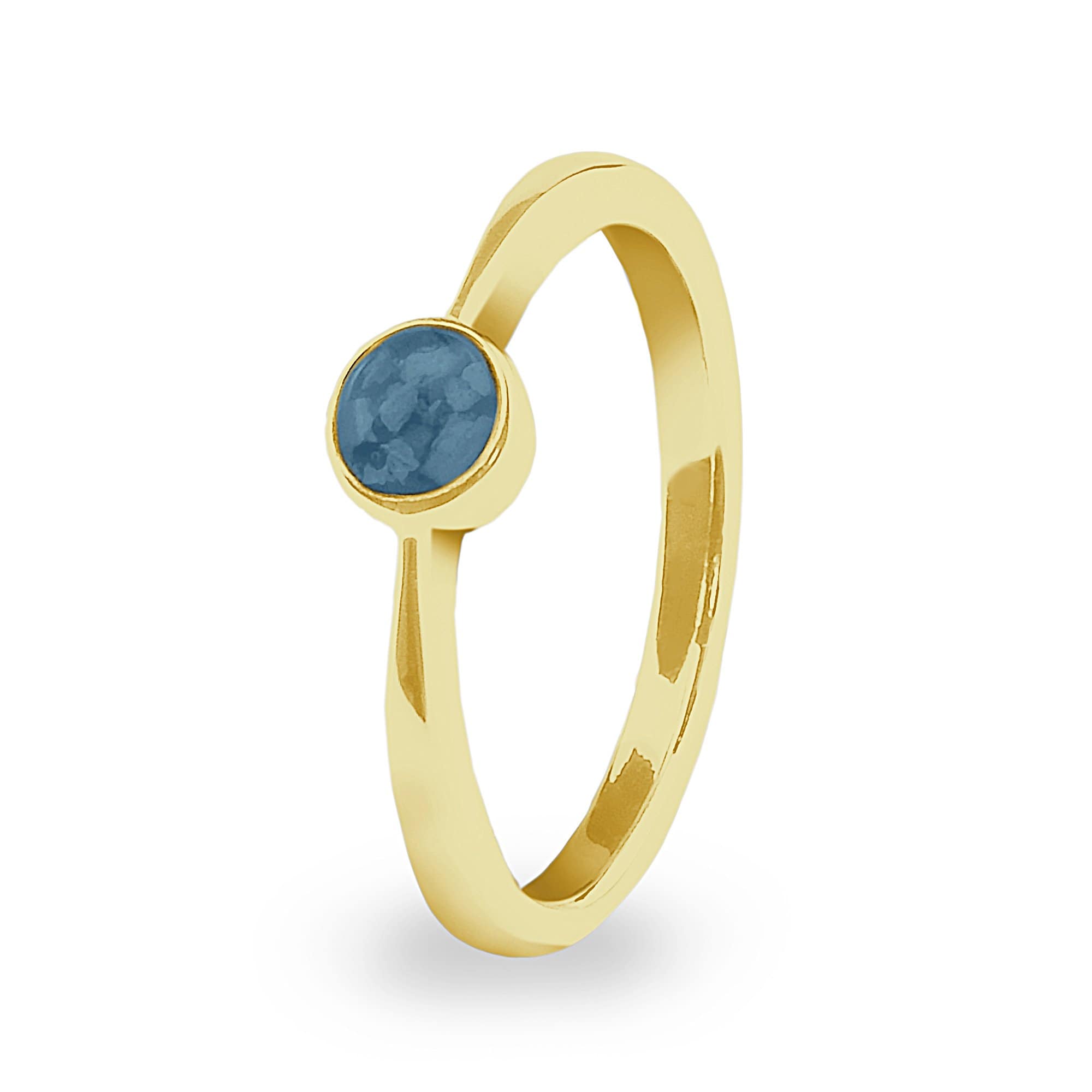 EverWith Ladies Bijou Memorial Ashes Ring 9k Yellow Gold Blue