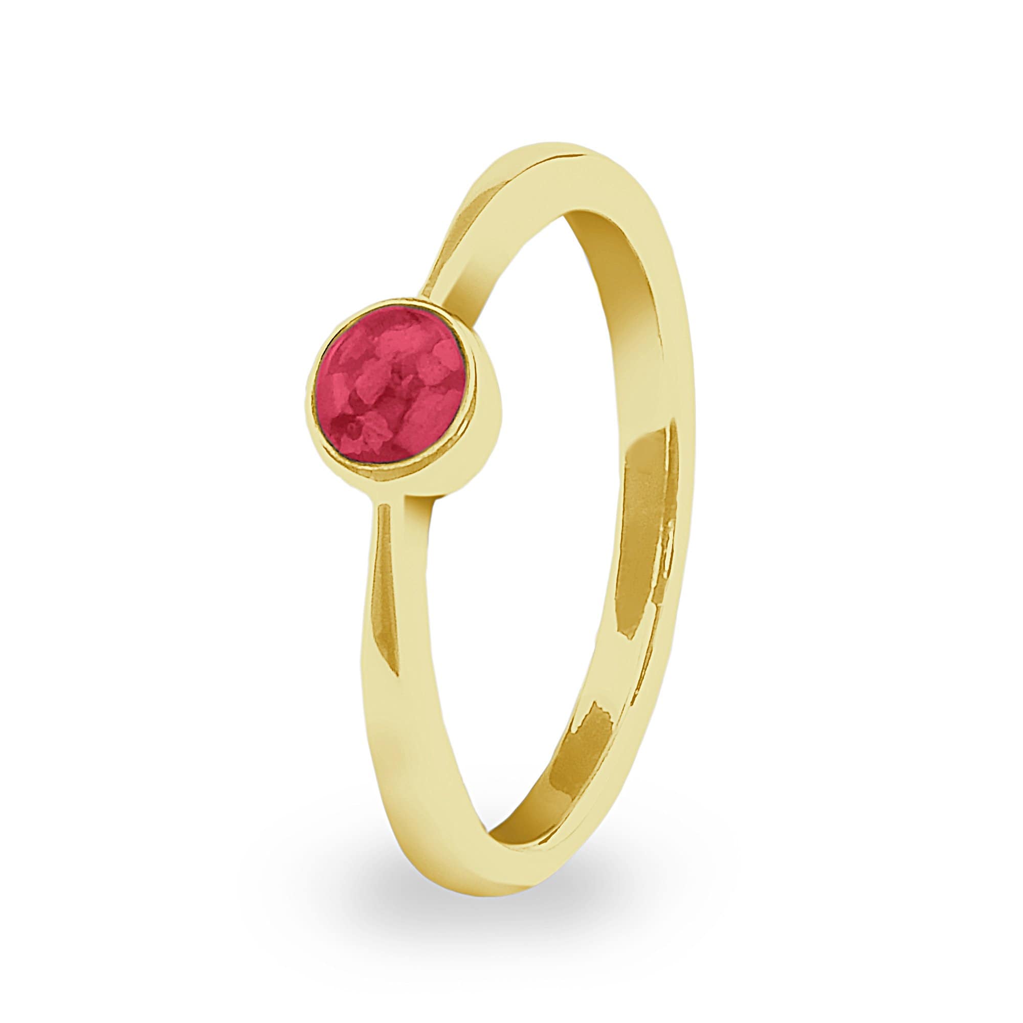 EverWith Ladies Bijou Memorial Ashes Ring 9k Yellow Gold Red