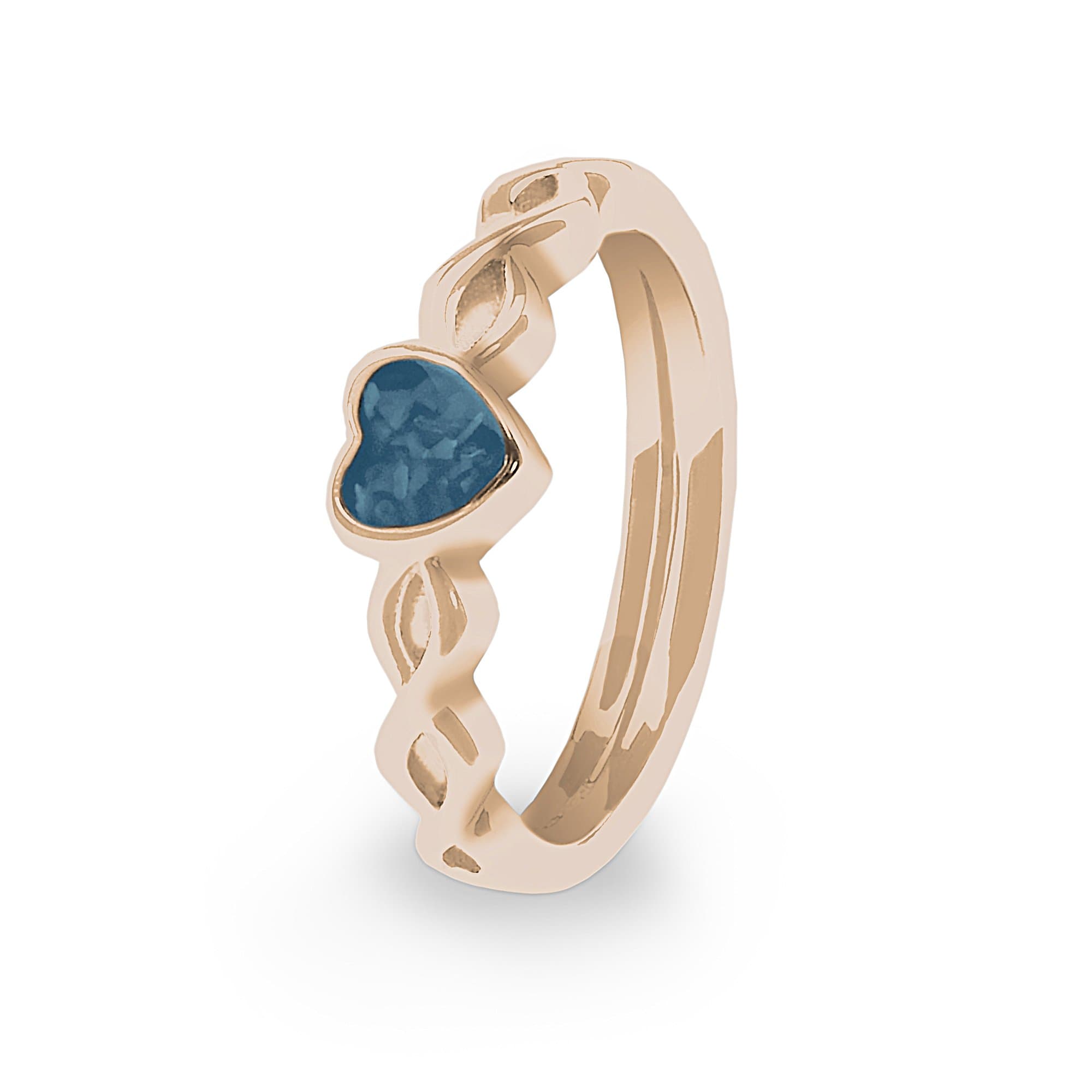 EverWith Ladies Beau Memorial Ashes Ring 9k Rose Gold Blue
