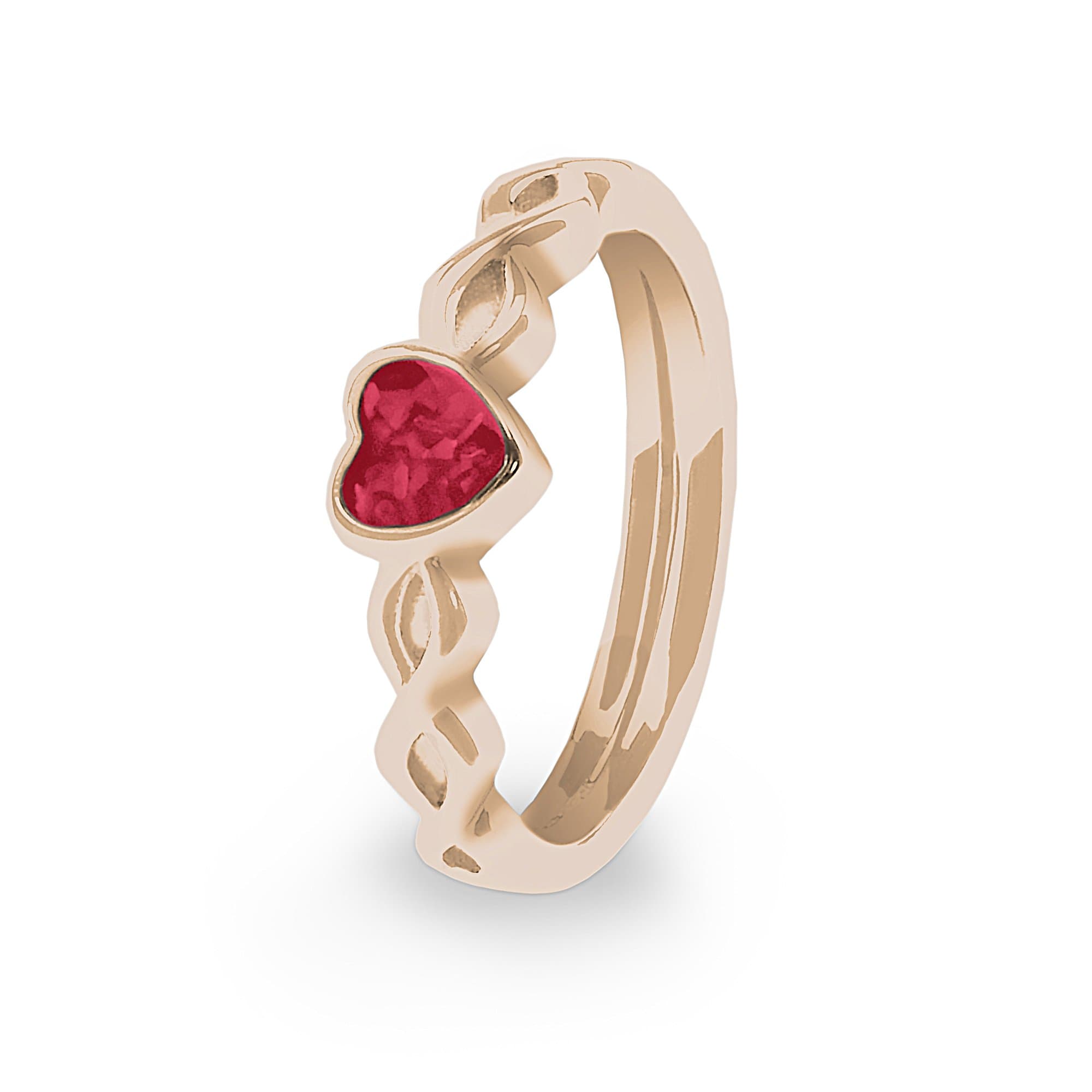 EverWith Ladies Beau Memorial Ashes Ring 9k Rose Gold Red