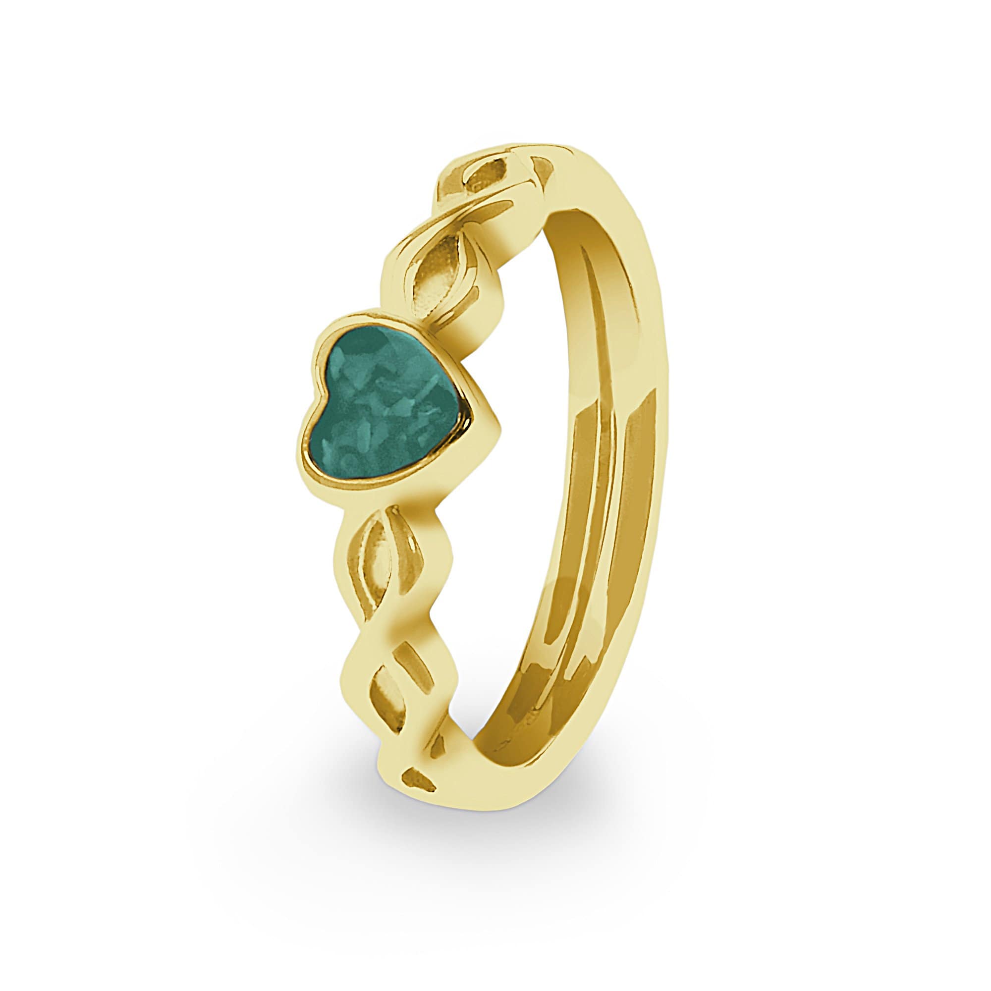 EverWith Ladies Beau Memorial Ashes Ring 9k Yellow Gold Aqua