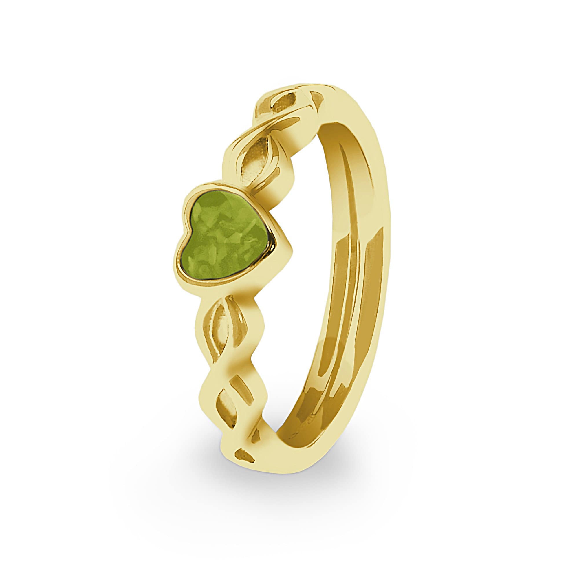 EverWith Ladies Beau Memorial Ashes Ring 9k Yellow Gold Green