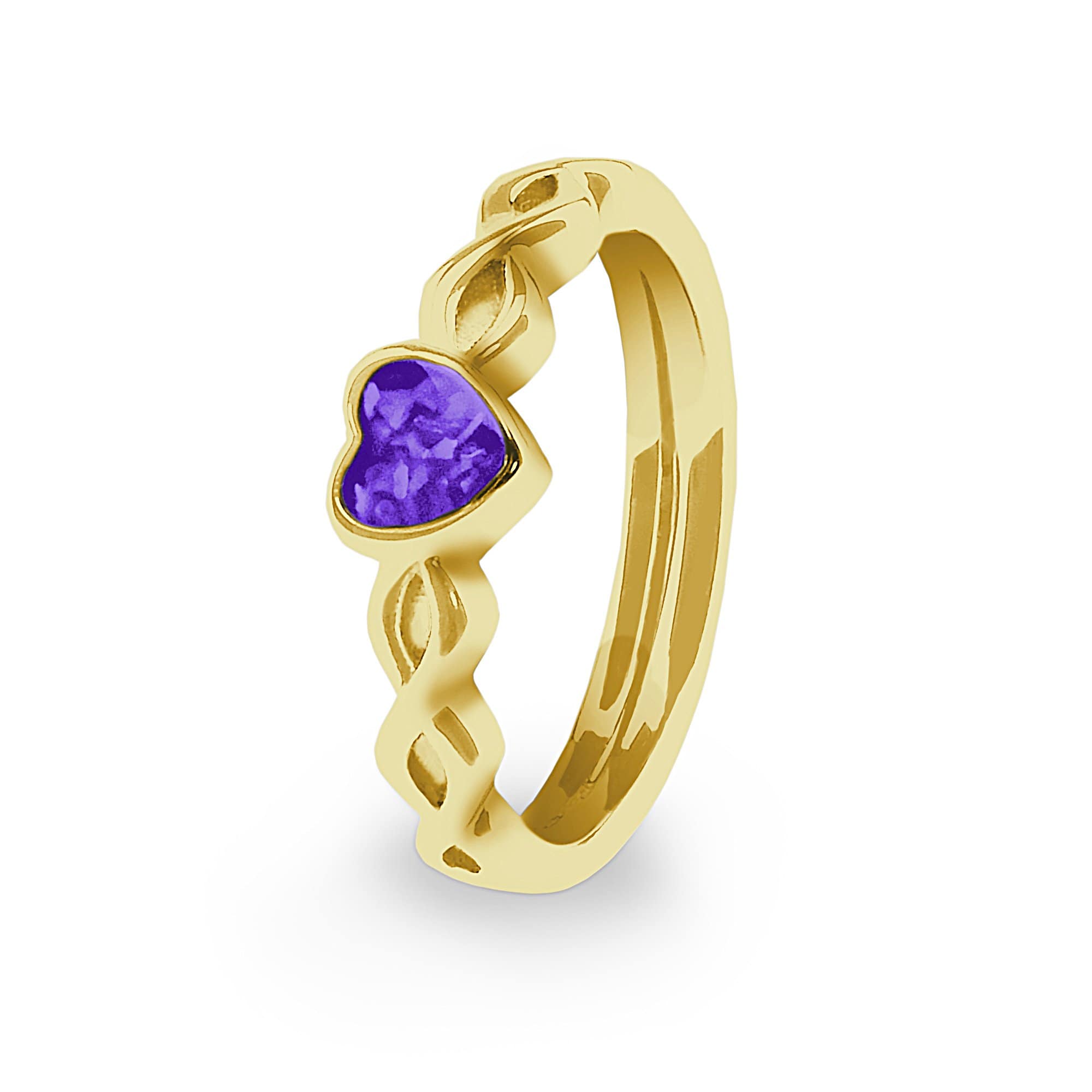 EverWith Ladies Beau Memorial Ashes Ring 9k Yellow Gold Purple