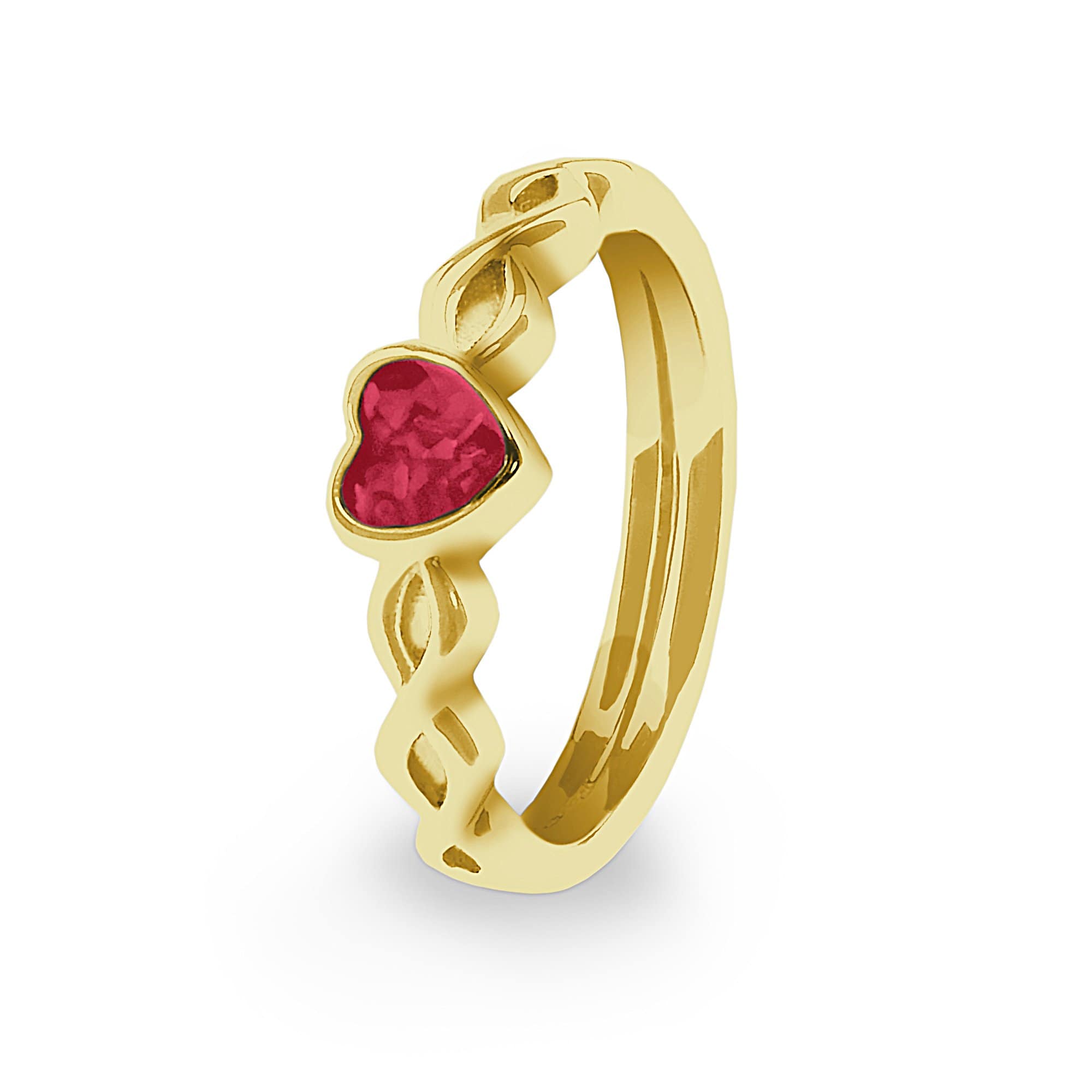 EverWith Ladies Beau Memorial Ashes Ring 9k Yellow Gold Red