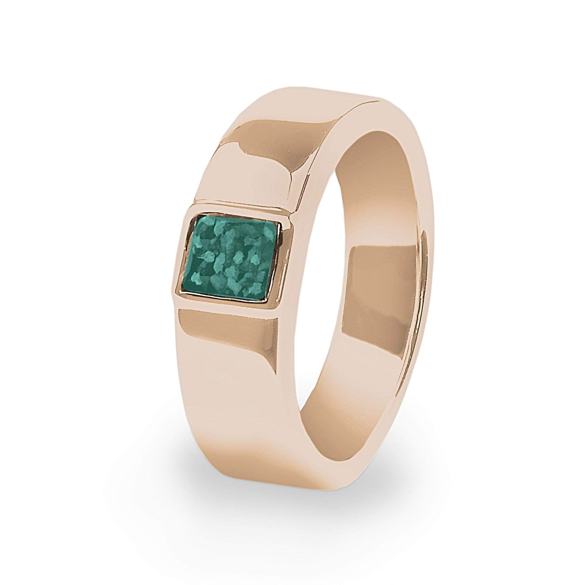 EverWith Unisex Strength Memorial Ashes Ring 9k Rose Gold Aqua