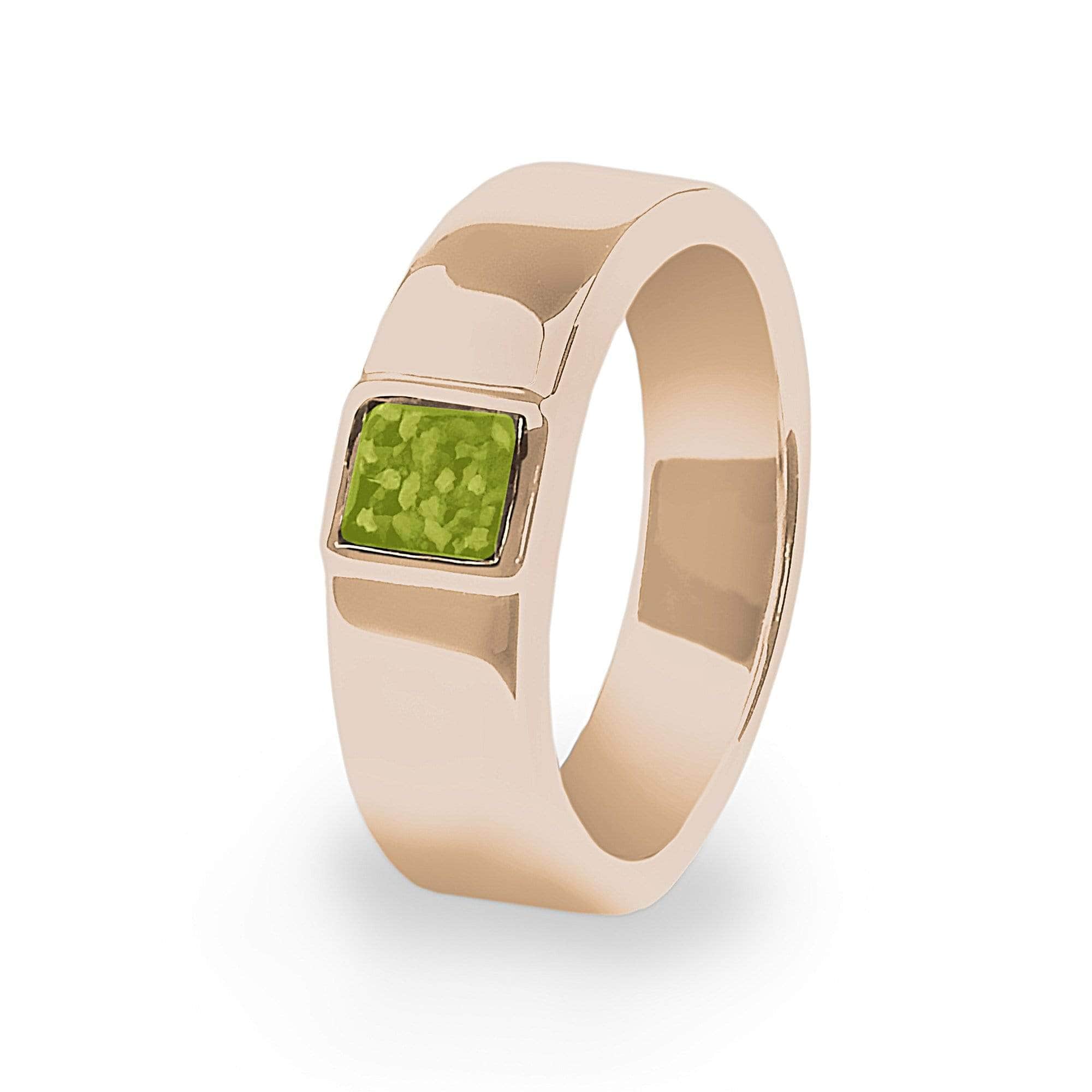 EverWith Unisex Strength Memorial Ashes Ring 9k Rose Gold Green