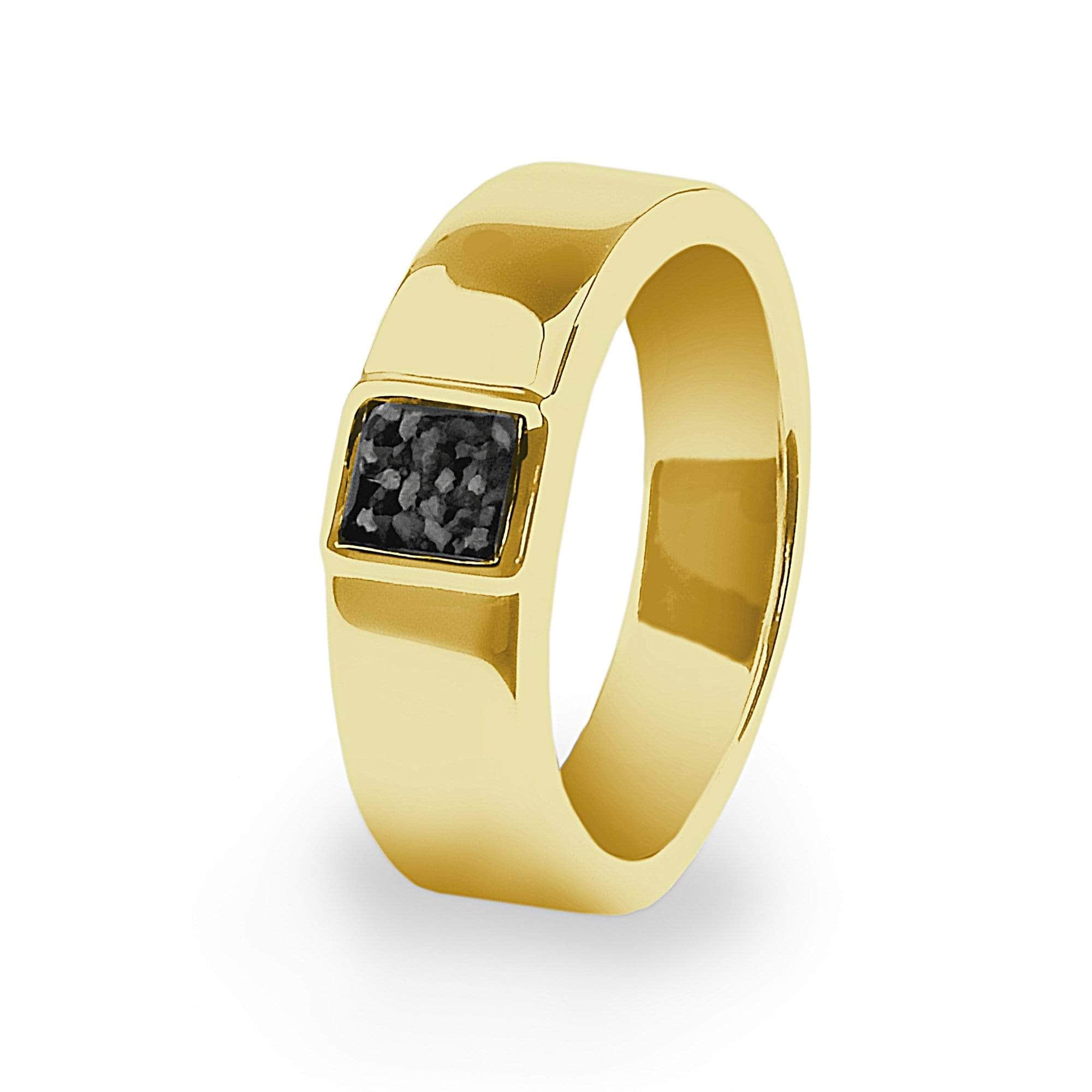 EverWith Unisex Strength Memorial Ashes Ring 9k Yellow Gold Black