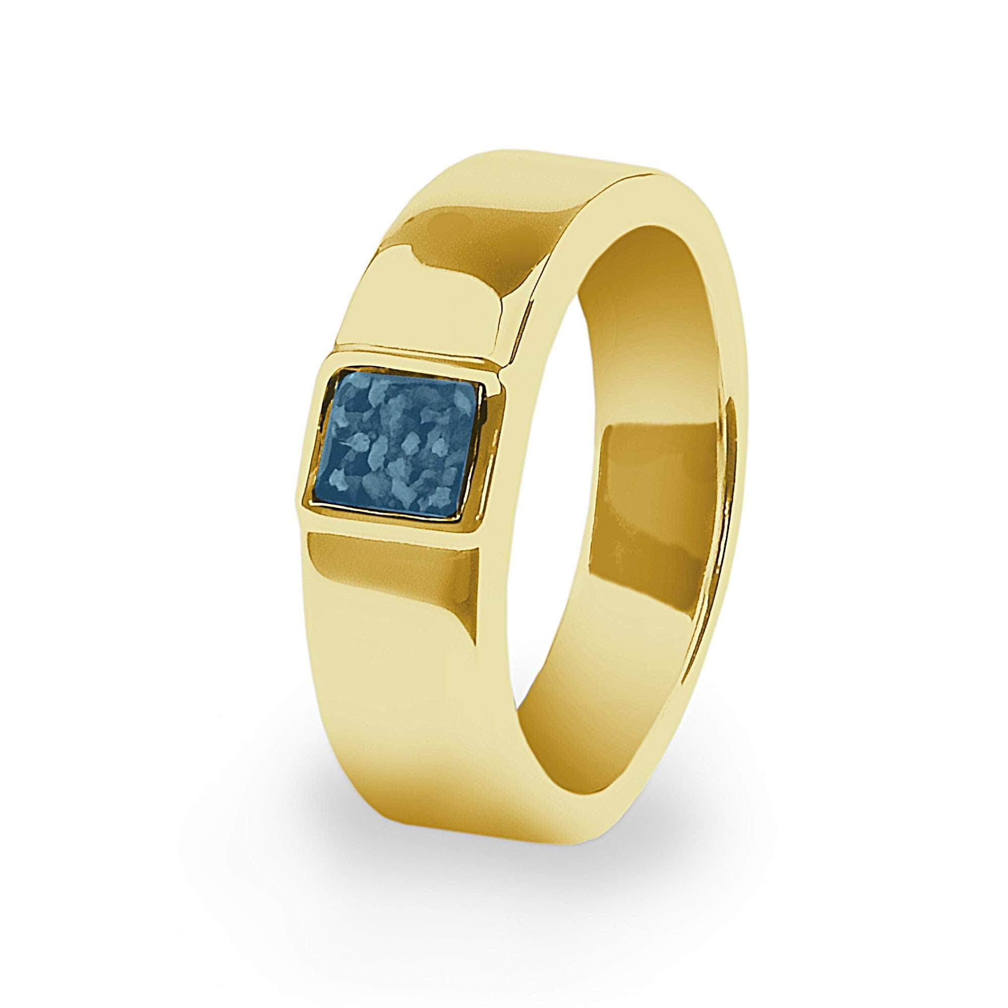 EverWith Unisex Strength Memorial Ashes Ring 9k Yellow Gold Blue