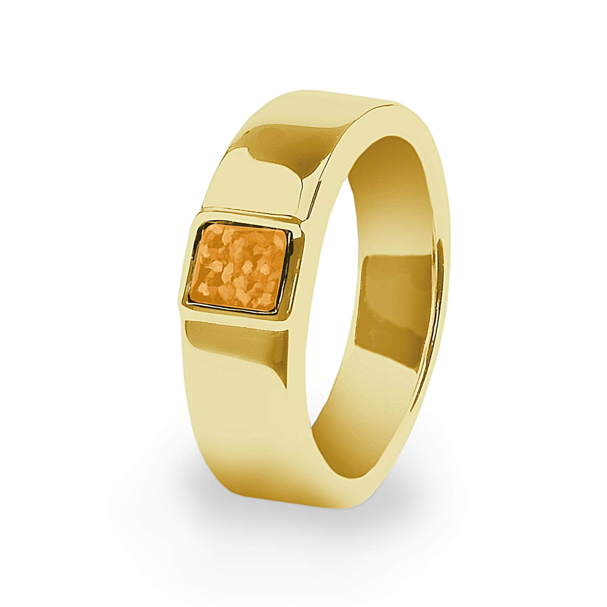 EverWith Unisex Strength Memorial Ashes Ring 9k Yellow Gold Orange