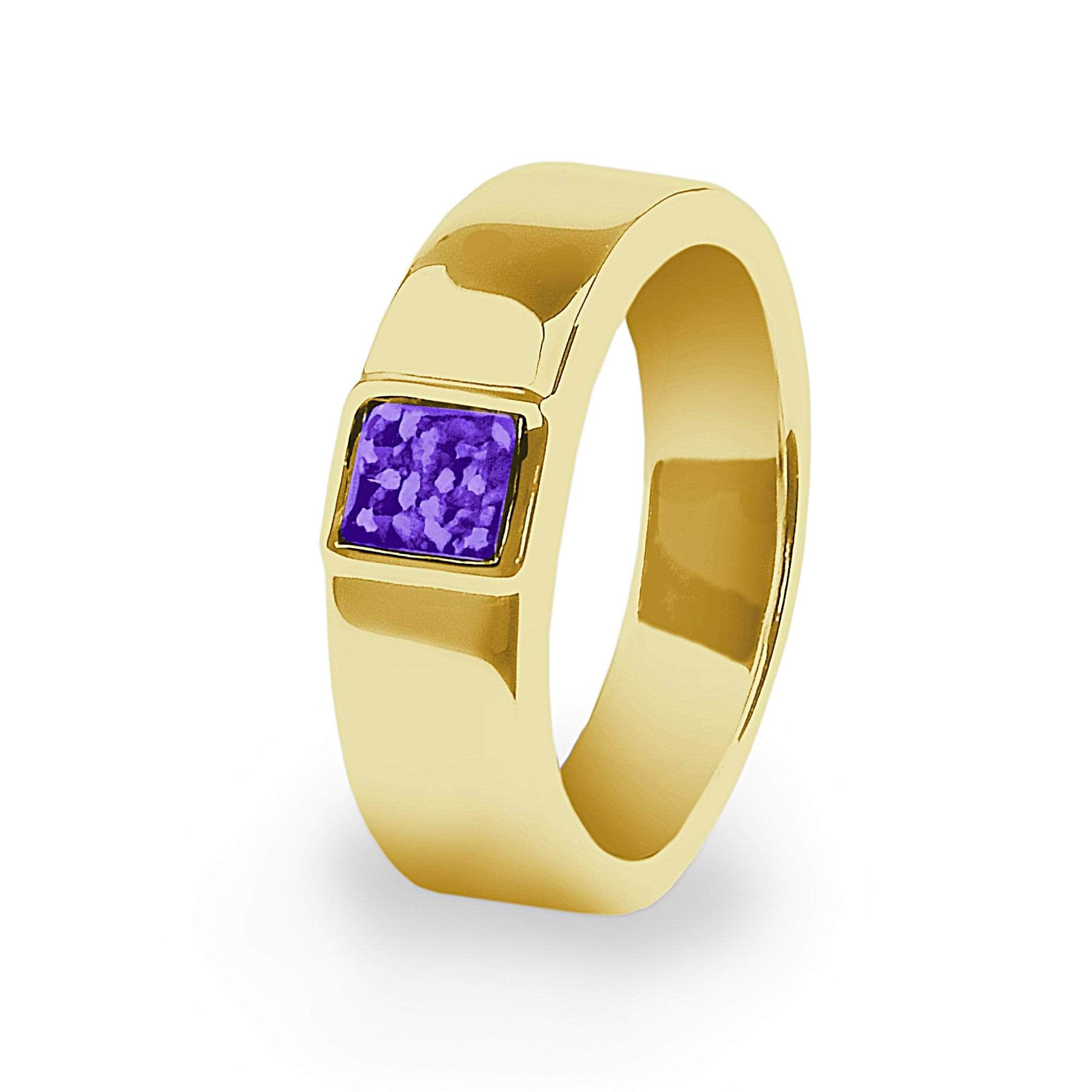EverWith Unisex Strength Memorial Ashes Ring 9k Yellow Gold Purple
