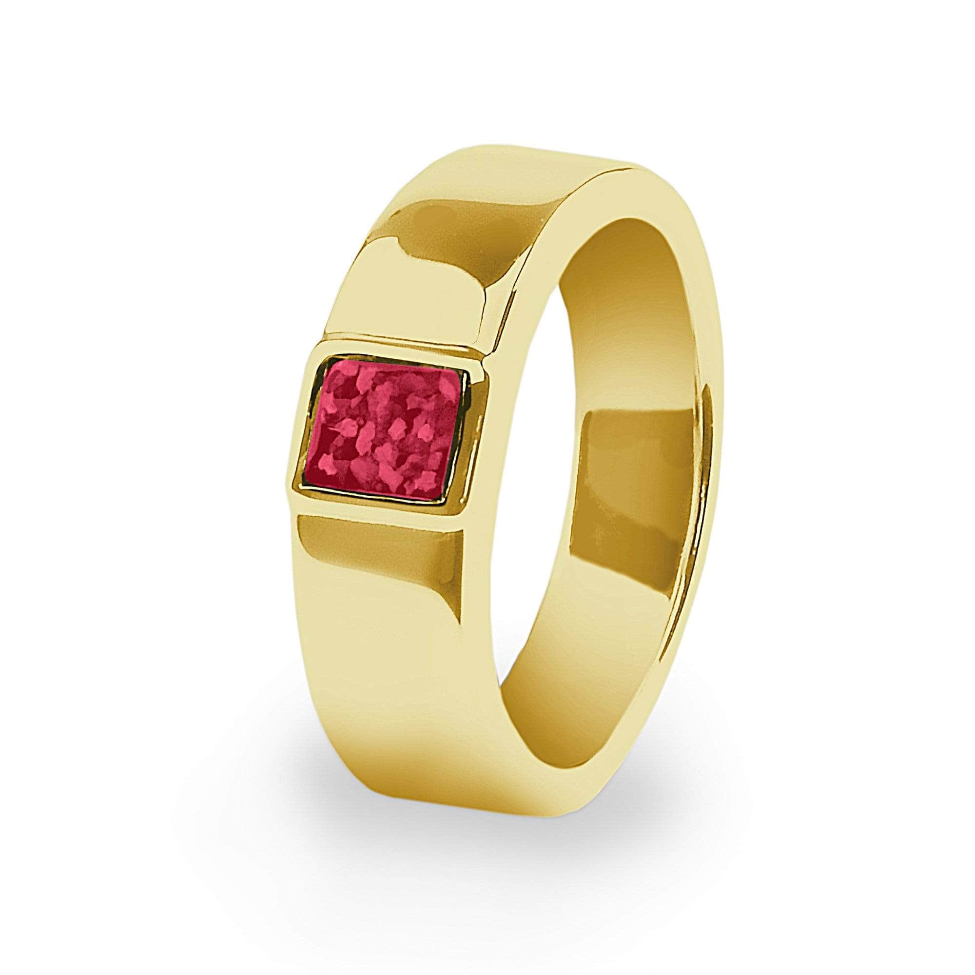 EverWith Unisex Strength Memorial Ashes Ring 9k Yellow Gold Red