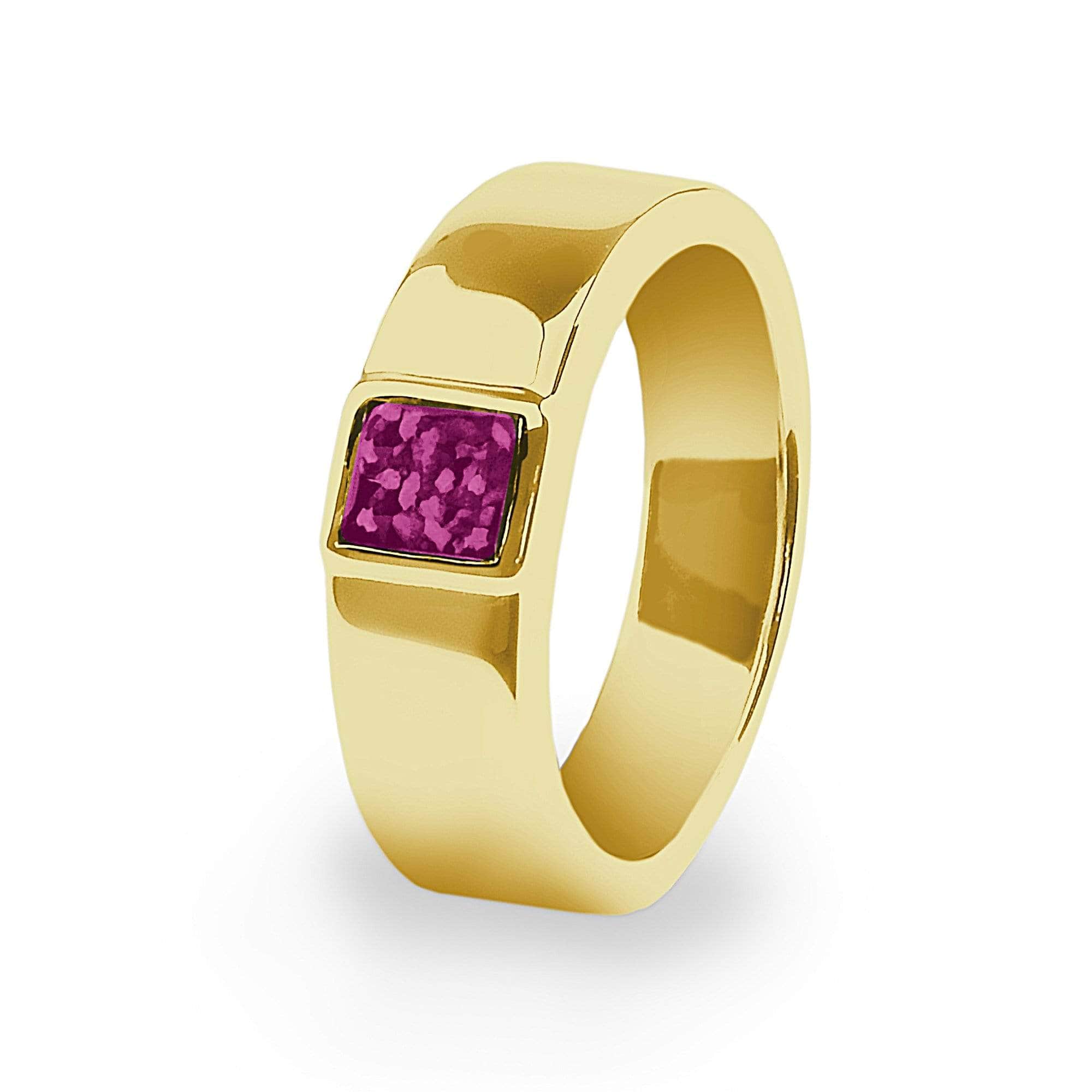 EverWith Unisex Strength Memorial Ashes Ring 9k Yellow Gold Violet
