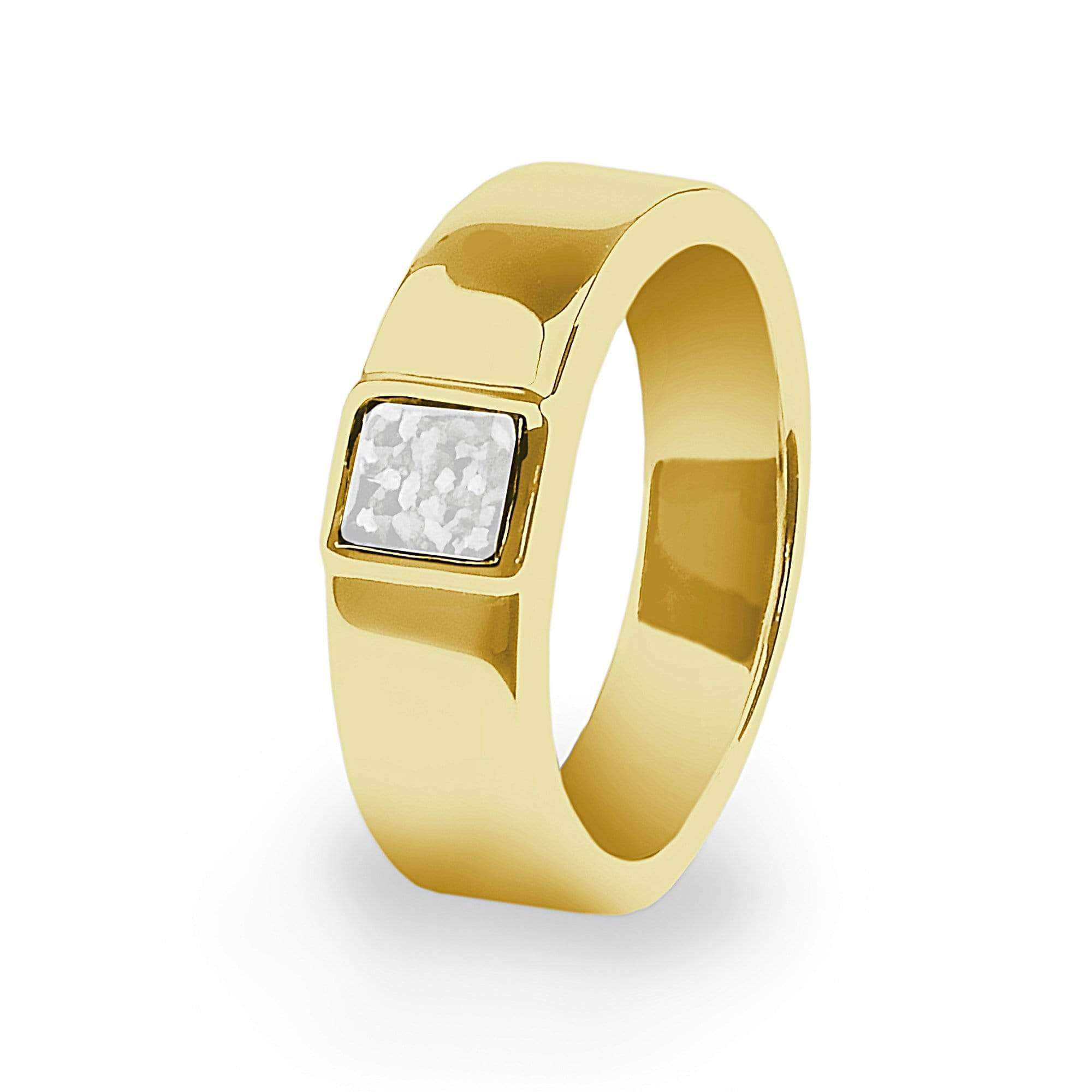 EverWith Unisex Strength Memorial Ashes Ring 9k Yellow Gold White