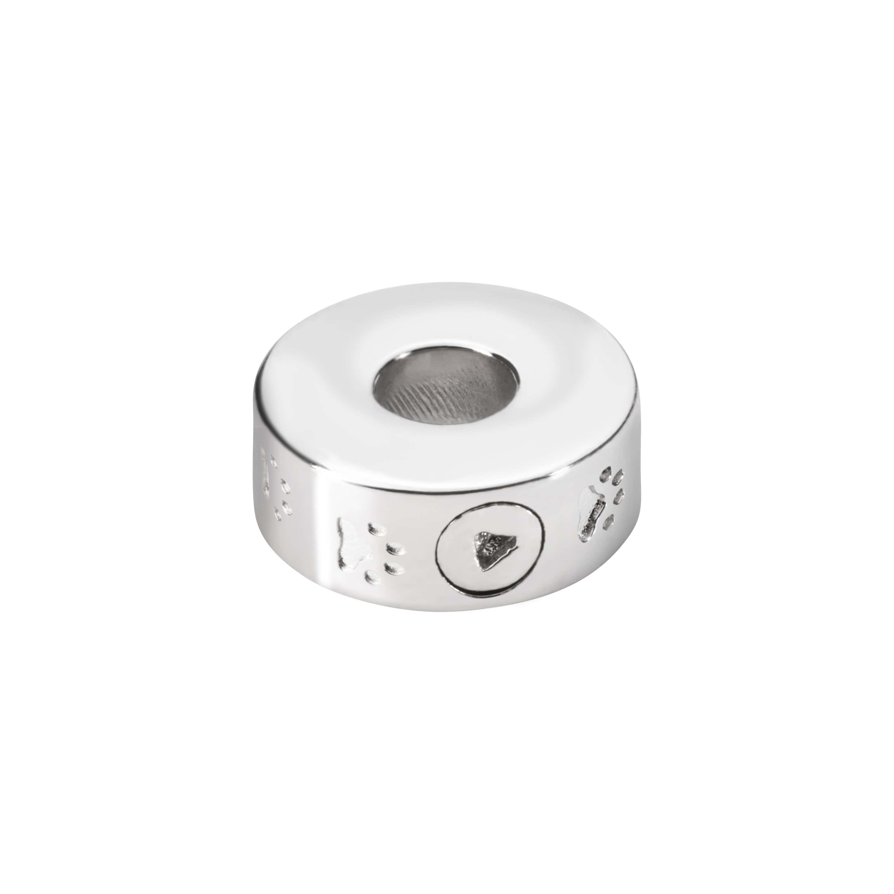 EverWith Self-fill Round Dog Paw Print Memorial Ashes Charm Bead