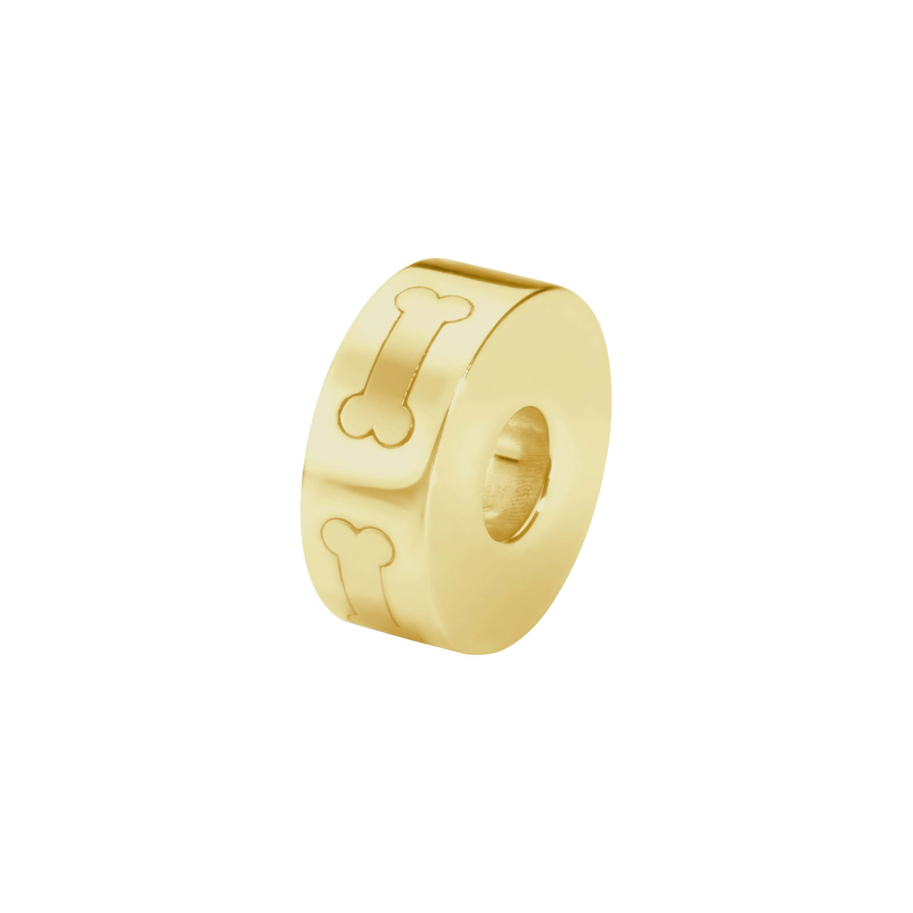 EverWith Self-fill Round Dog Bone Memorial Ashes Charm Bead 9k Yellow Gold