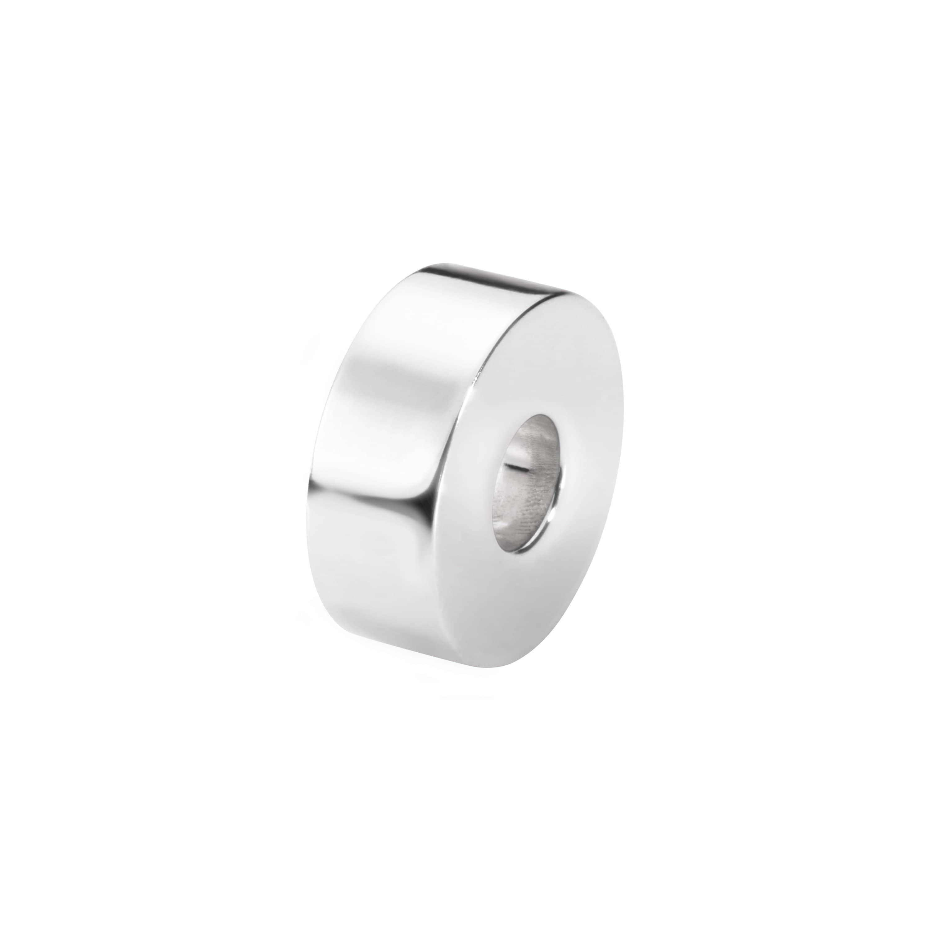 EverWith Self-fill Round Plain Memorial Ashes Charm Bead 9k White Gold Fill