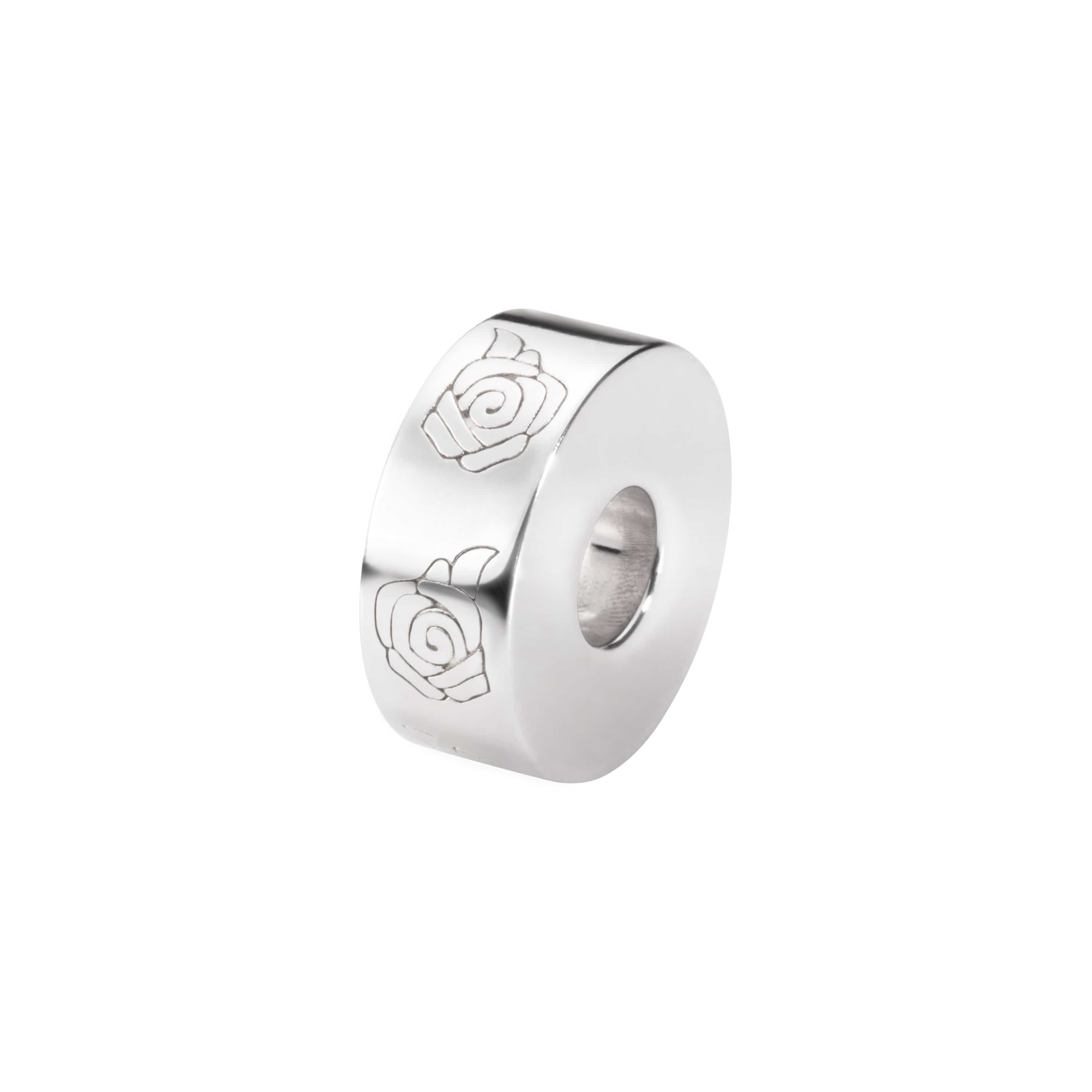 EverWith Self-fill Round Rose Memorial Ashes Charm Bead 9k White Gold Fill