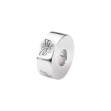 EverWith Self-fill Round Butterfly Memorial Ashes Charm Bead 9k White Gold Fill