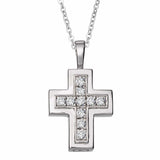 EverWith Self-fill Cross Memorial Ashes Pendant with Crystals 9k White Gold Fill