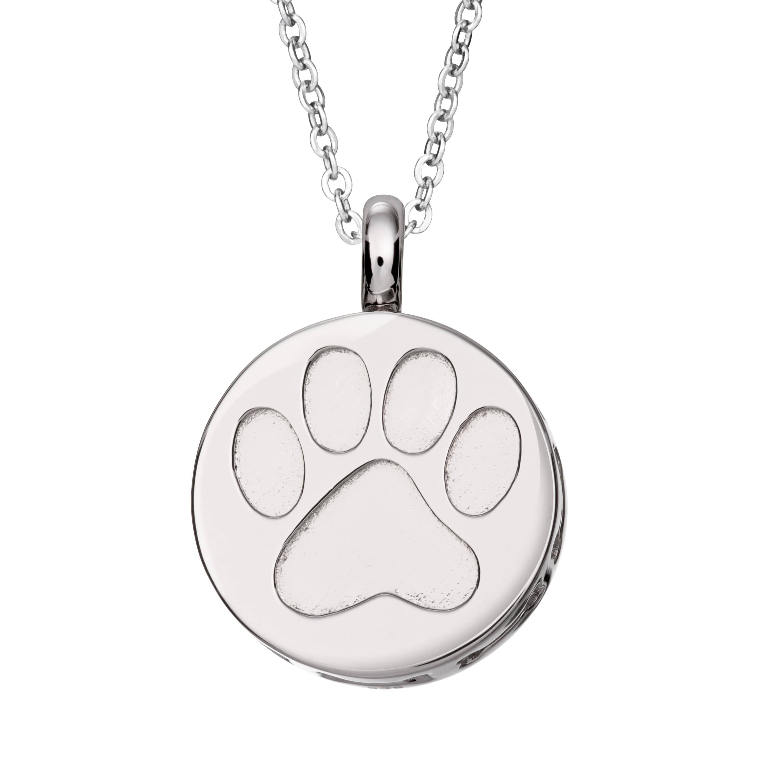 EverWith Self-fill Paw Print Memorial Ashes Pendant 9k White Gold Fill
