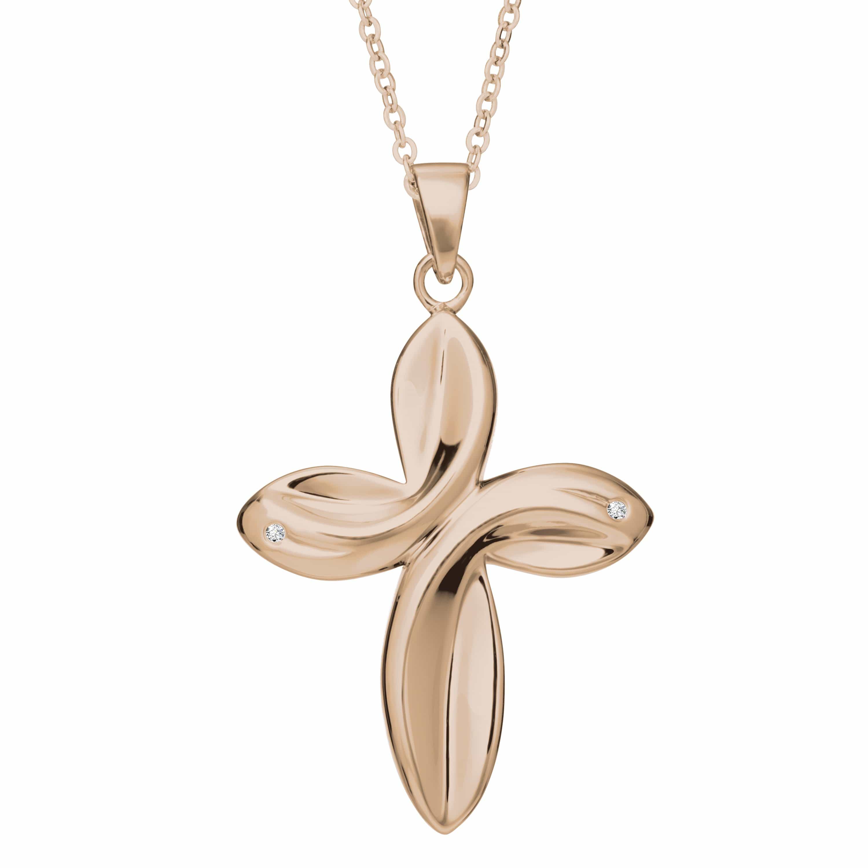 EverWith Self-fill Infinity Cross Memorial Ashes Pendant with Crystals 9k Rose Gold