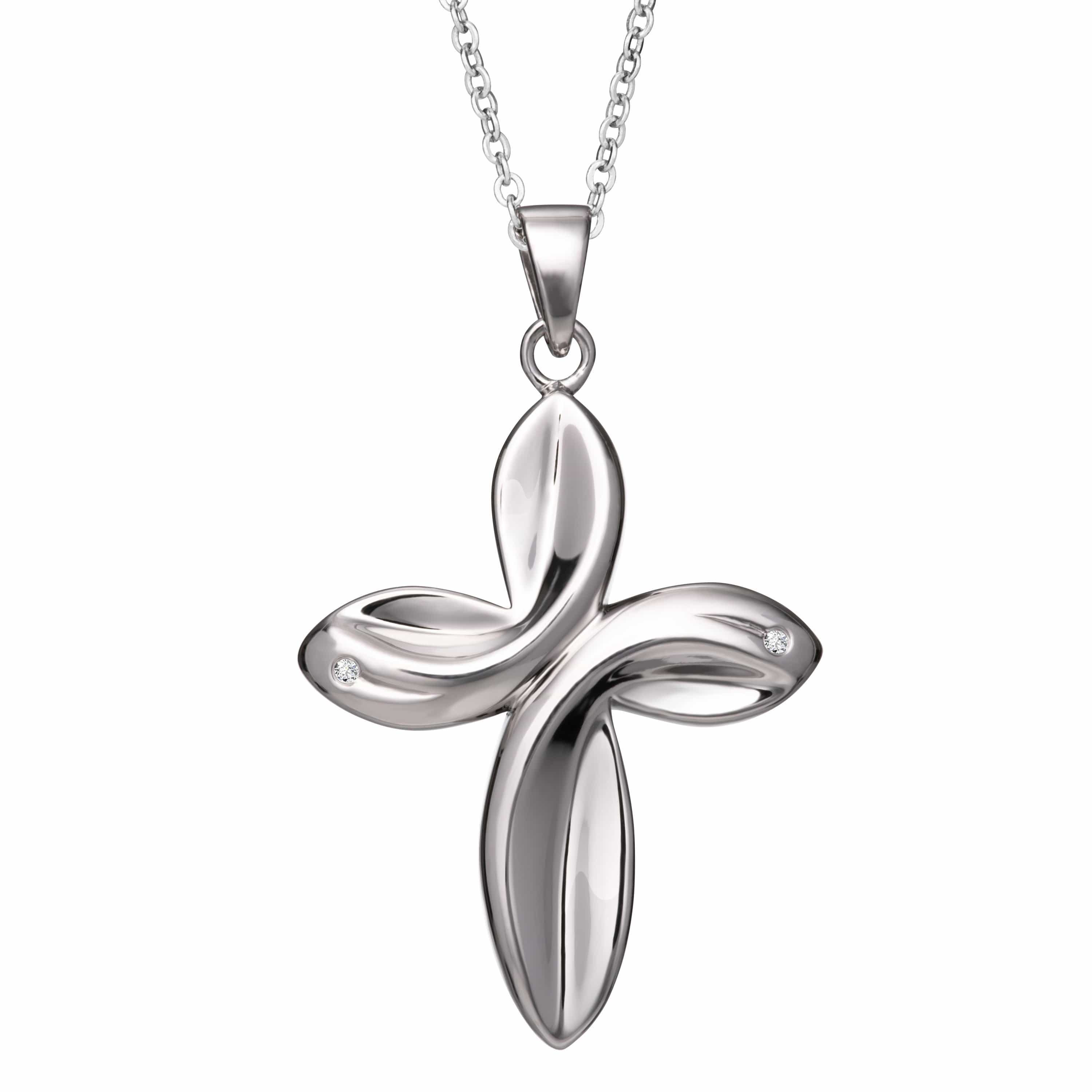 EverWith Self-fill Infinity Cross Memorial Ashes Pendant with Crystals 9k White Gold Fill