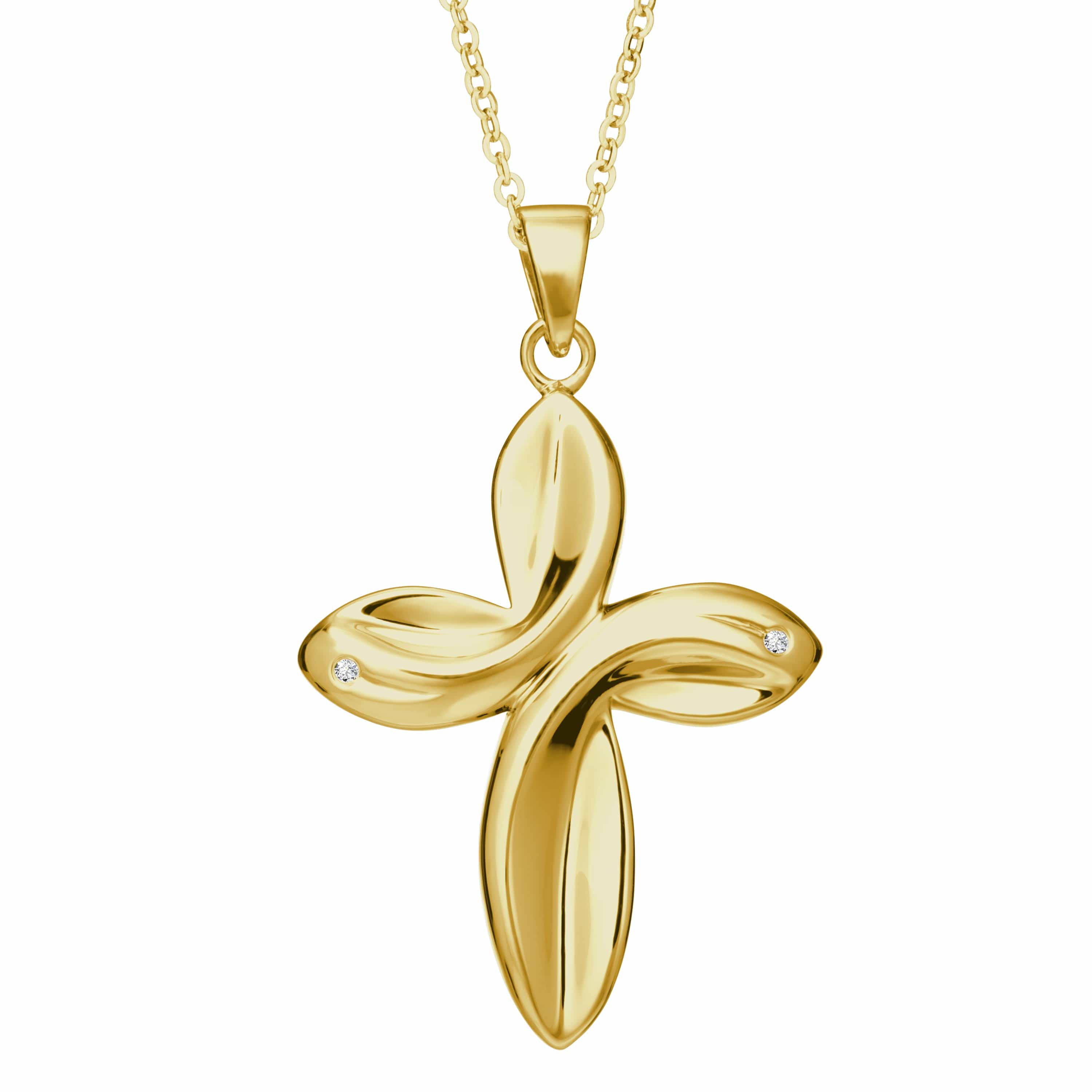 EverWith Self-fill Infinity Cross Memorial Ashes Pendant with Crystals 9k Yellow Gold