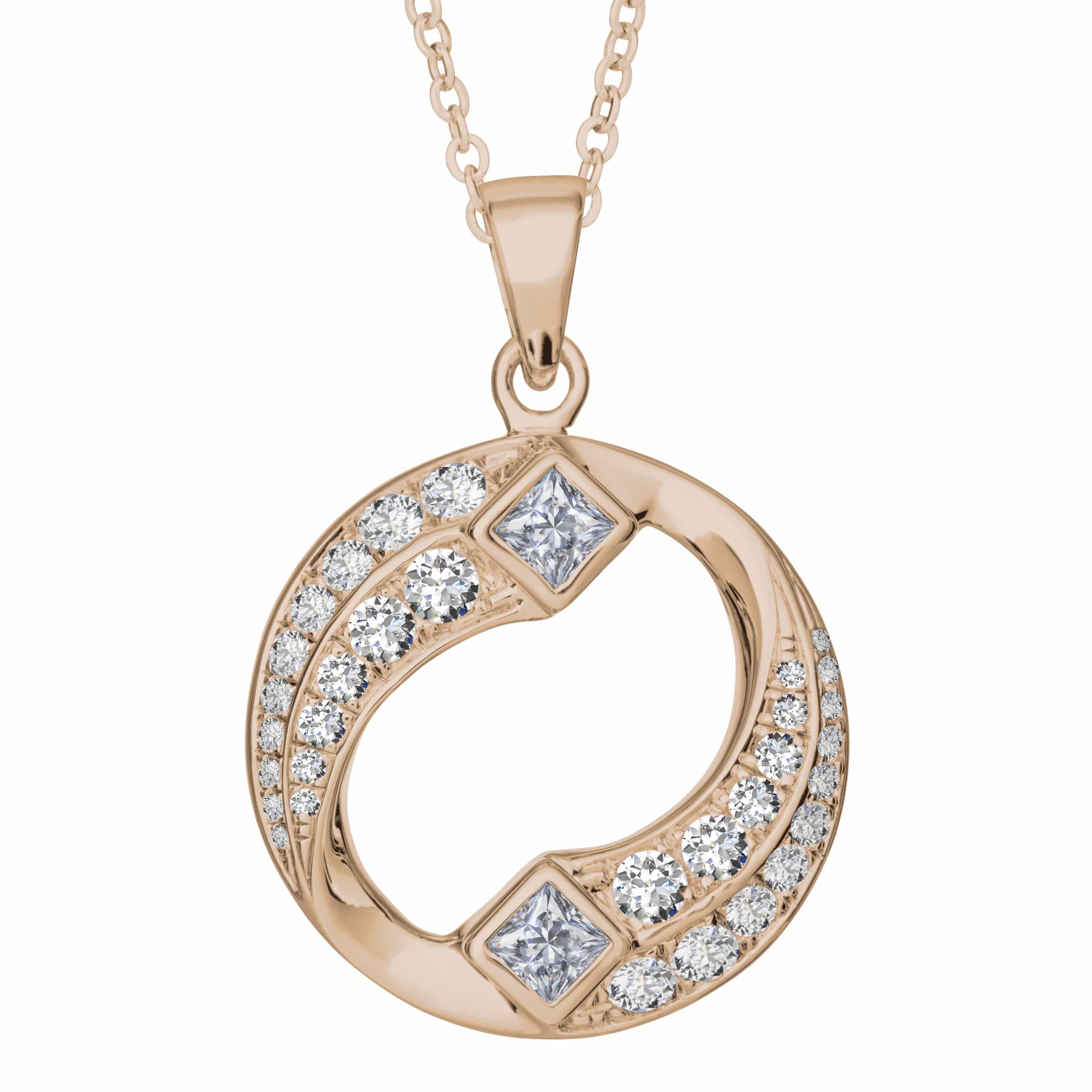 EverWith Self-fill Yin Yang Dual Chamber Memorial Ashes Pendant with Crystals 9k Rose Gold